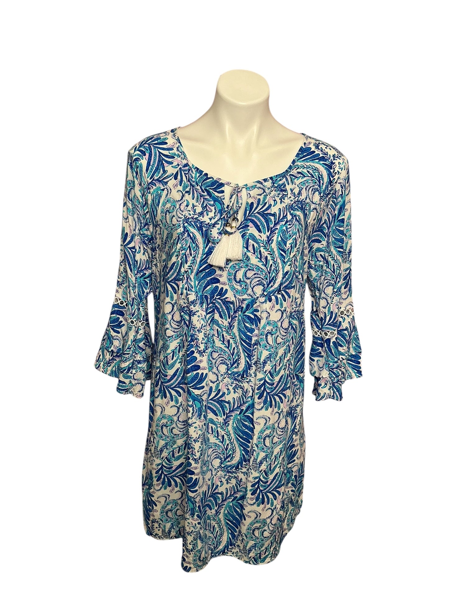 Lilly Pulitzer Azita Tunic Dress Baha Blue Bird Is The Word - Size M