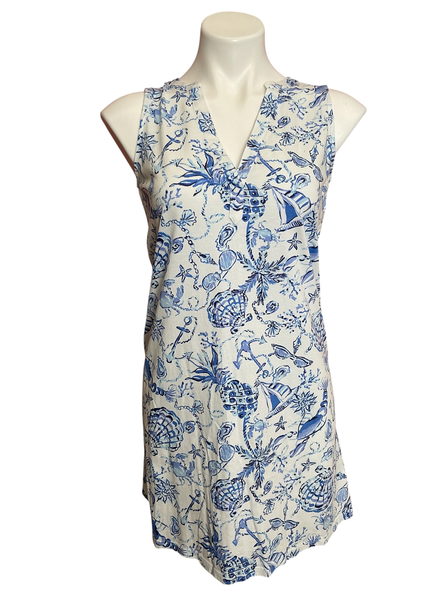 Lilly Pulitzer Dev Dress Resort White Barefoot Beachcombers - Size XS