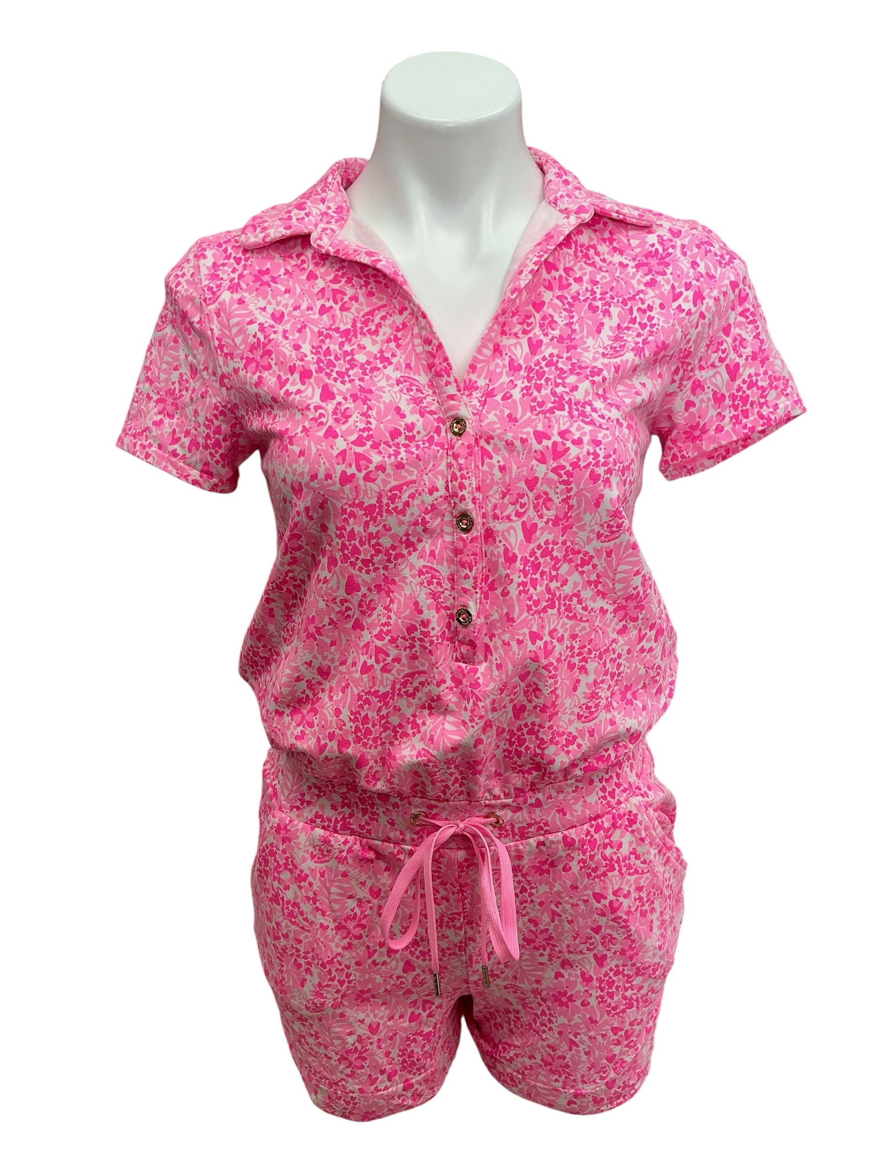 Lilly Pulitzer Jorgie Romper Pink Shandy Invest A Gator - Size S