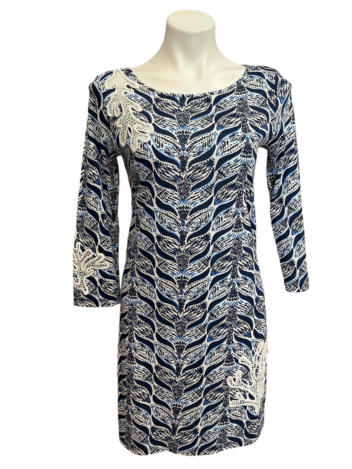 Lilly Pulitzer Marlowe Boatneck Long Sleeve Dress A Mermaids Tail - Size S
