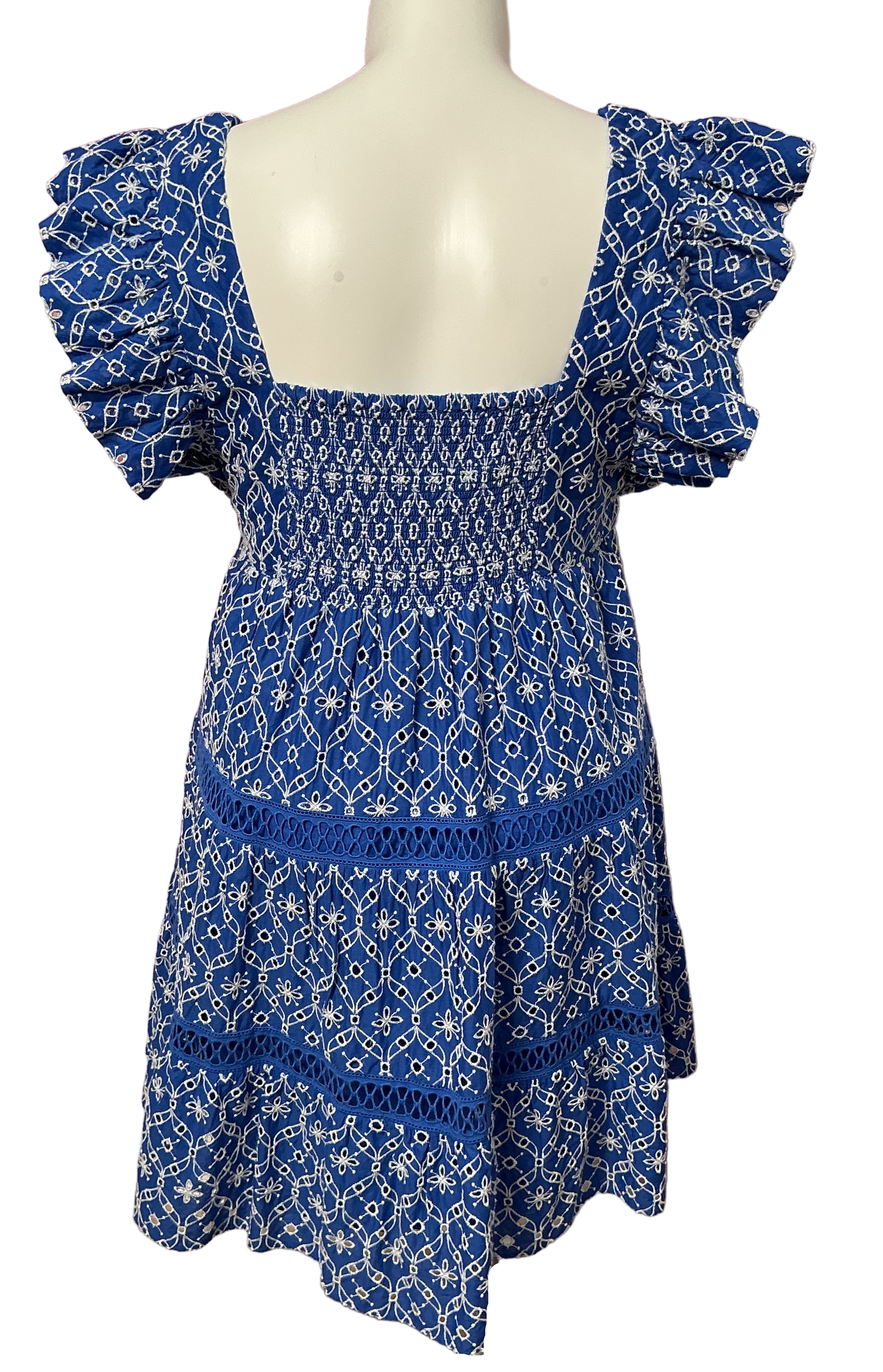 Lilly Pulitzer NWT - Morrie Ruffle Sleeve E - Blue Grotto Flutter Eyelet - Size 16