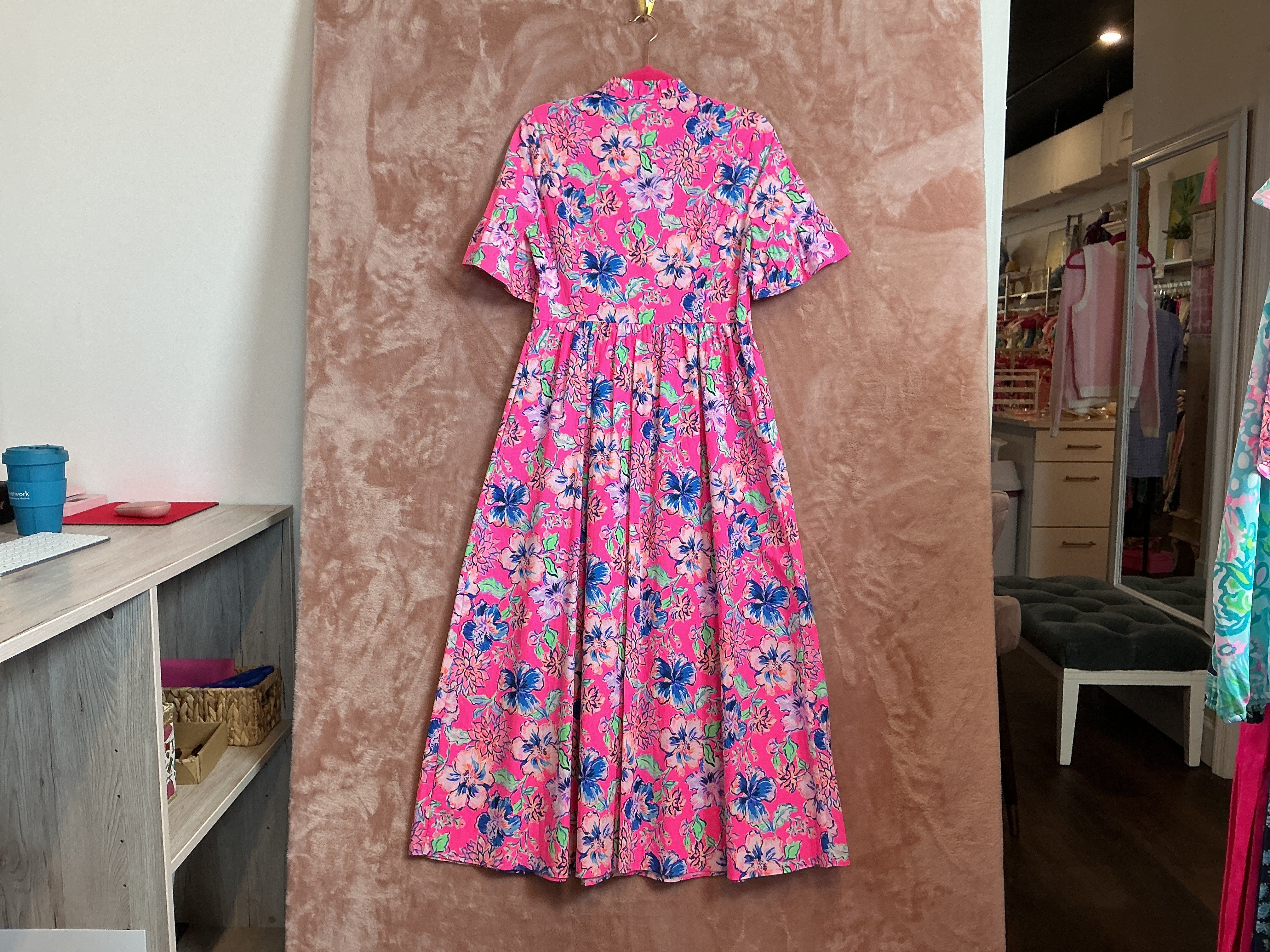 Lilly Pulitzer NWT Marilisa Stretch Midi Dress Pink Isle Last Bud Not Least Engineered - Size 6