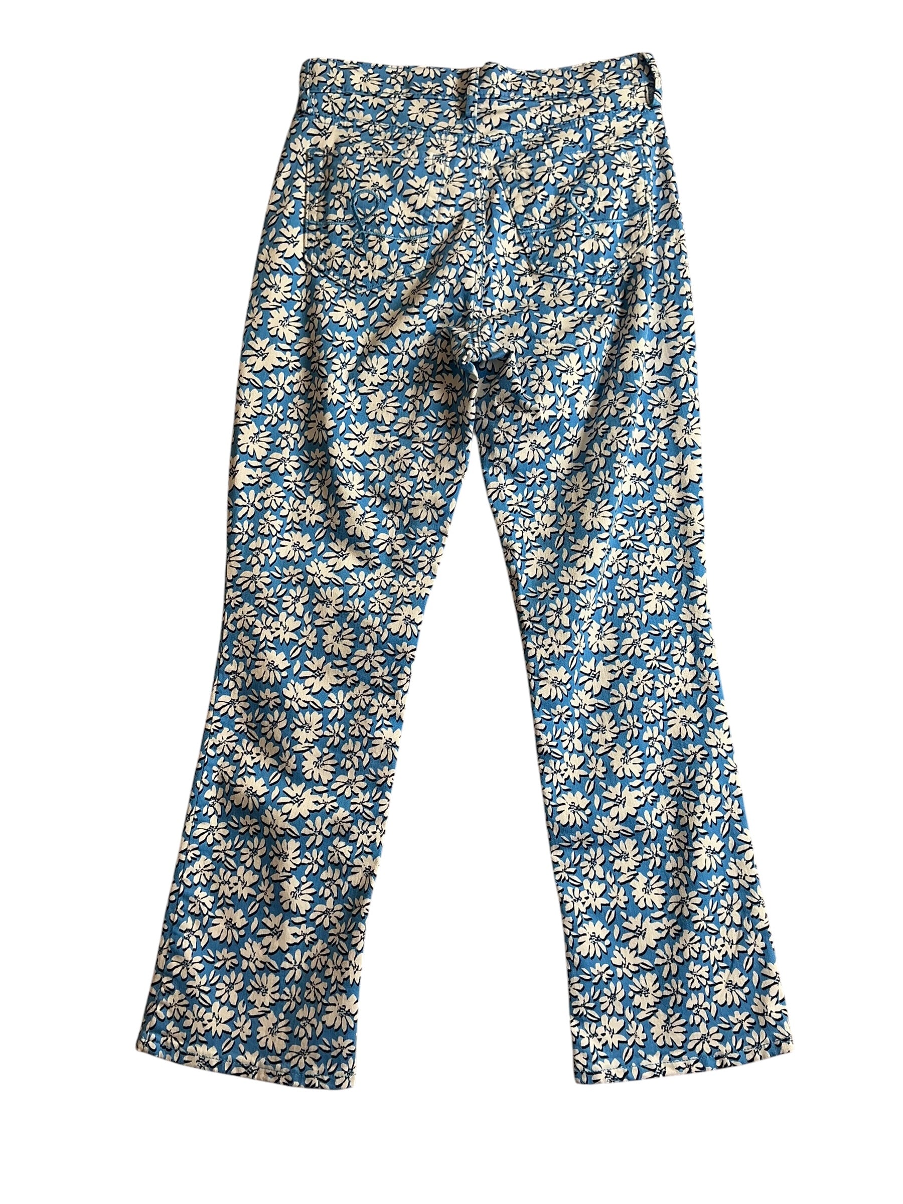 Lilly Pulitzer Annet High Rise Crop Flare Jean - Lunar Blue Floral Petals - Size 0