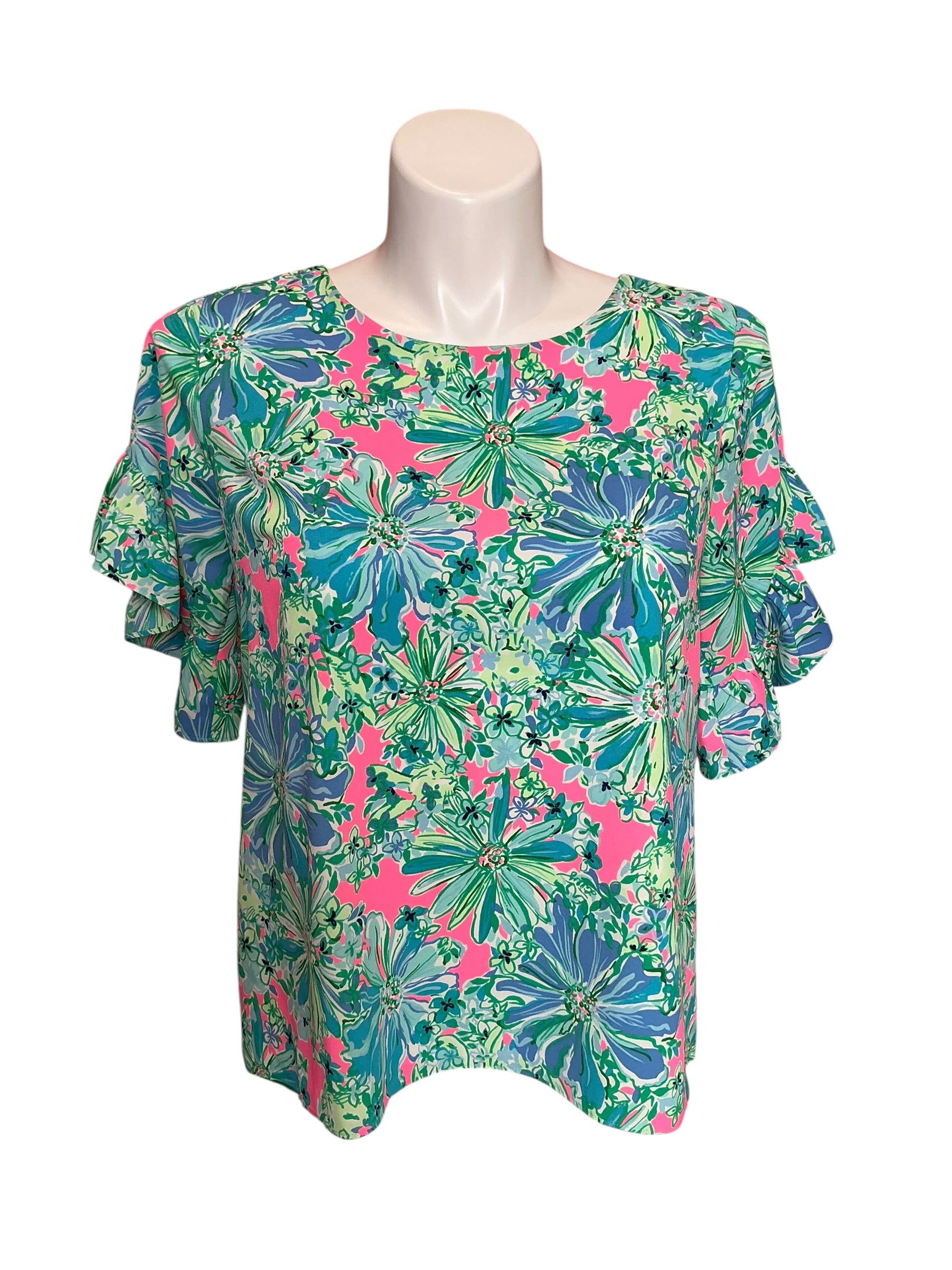 Lilly Pulitzer Darlah Lileeze Top Soleil Pink Good Hare Day - Size M