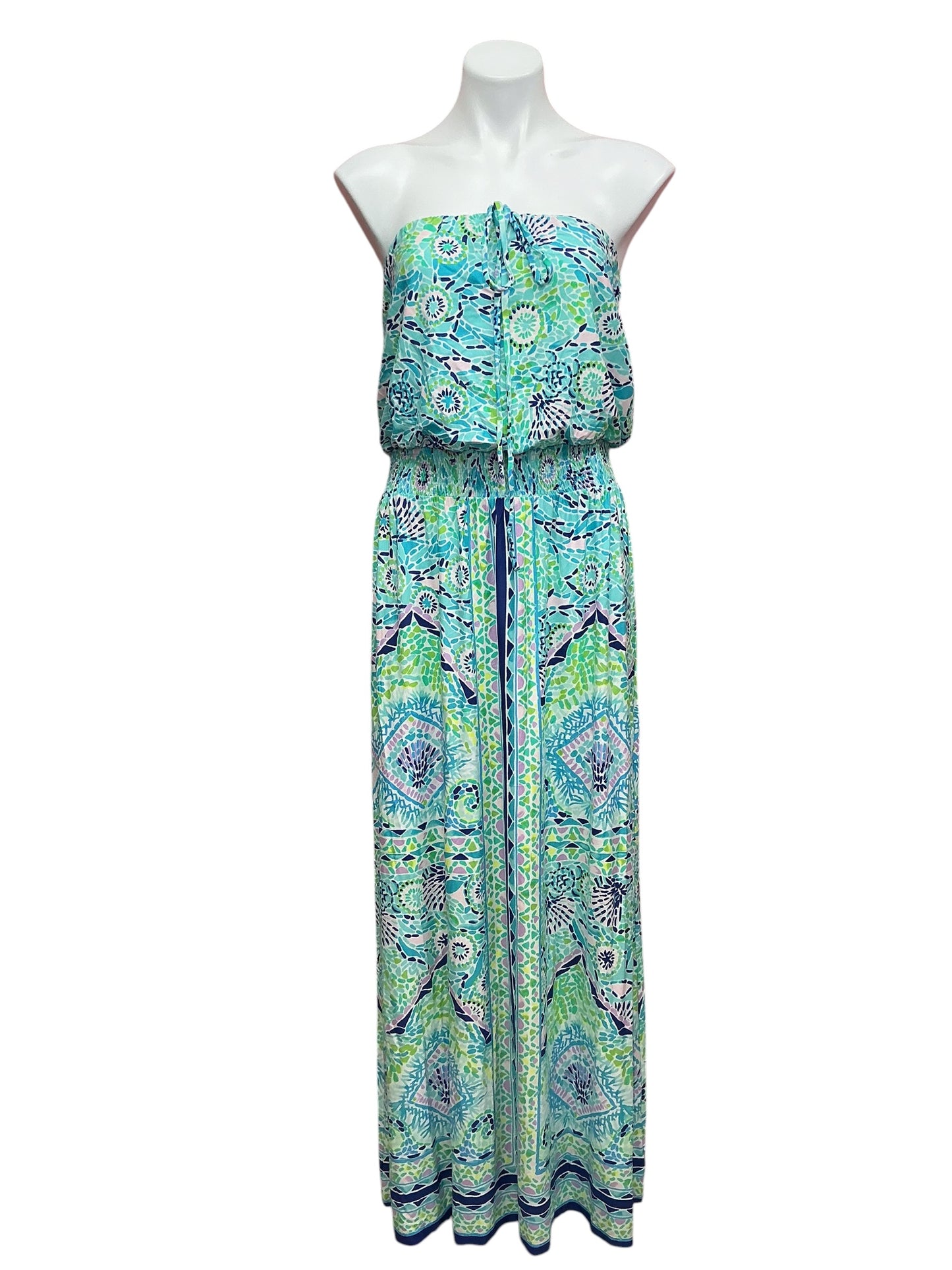 Lilly Pulitzer NWT Marnie Strapless Maxi Blue Ibiza Open Water - Size XL