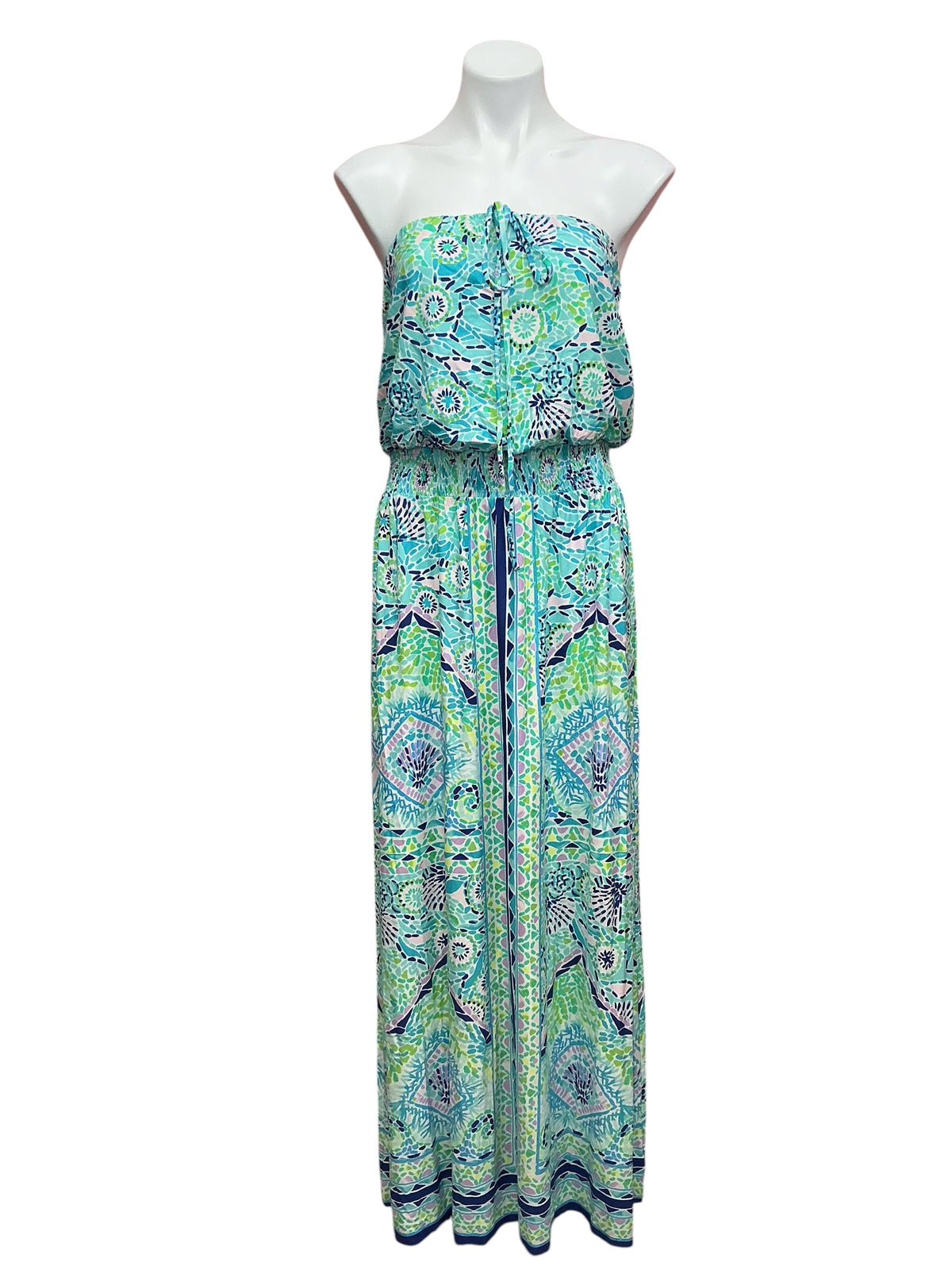 Lilly Pulitzer NWT Marnie Strapless Maxi Blue Ibiza Open Water - Size XL