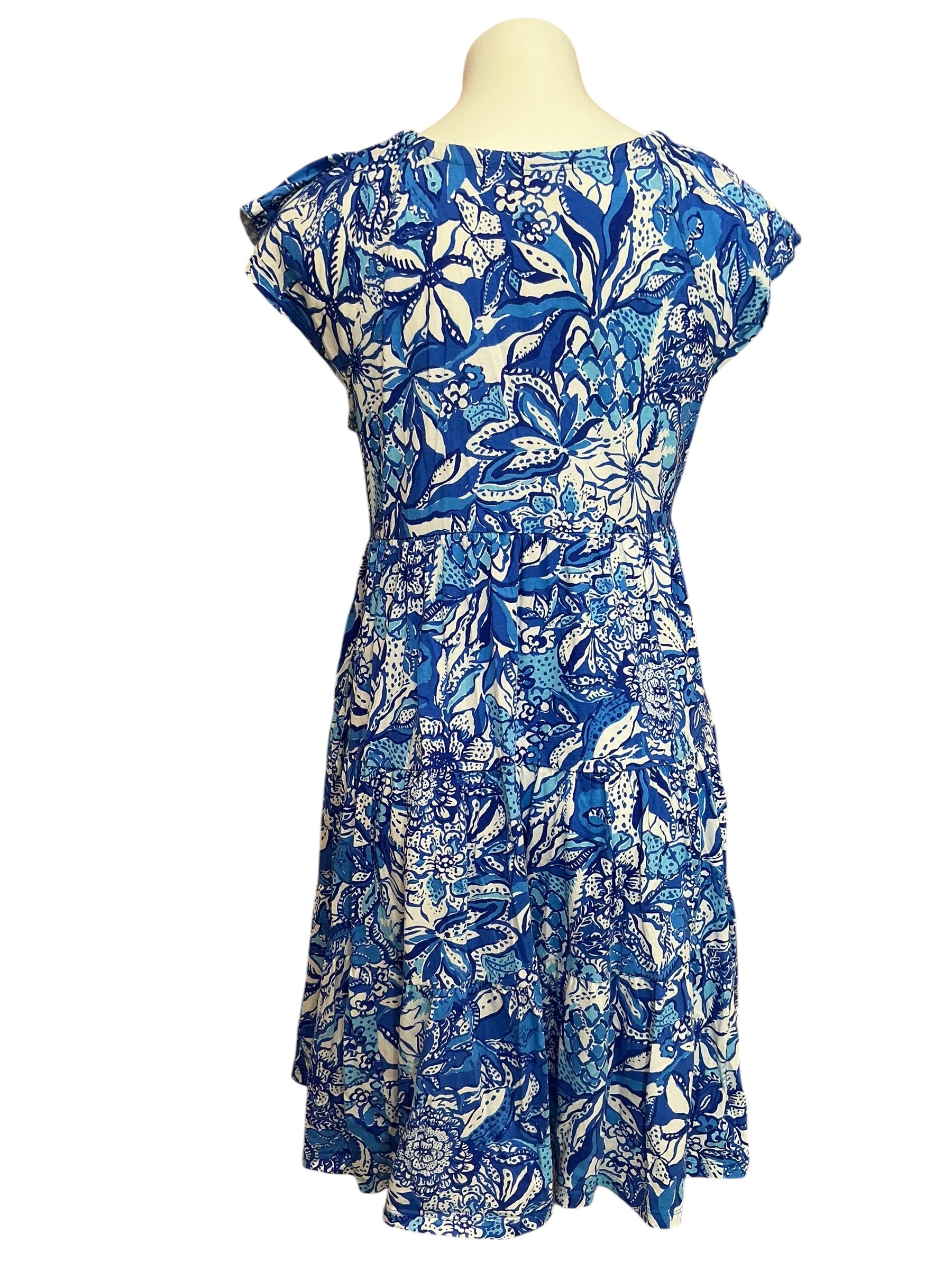 Lilly Pulitzer Kawai Swing Dress Blue Tang Flocking Fabulous - Size M