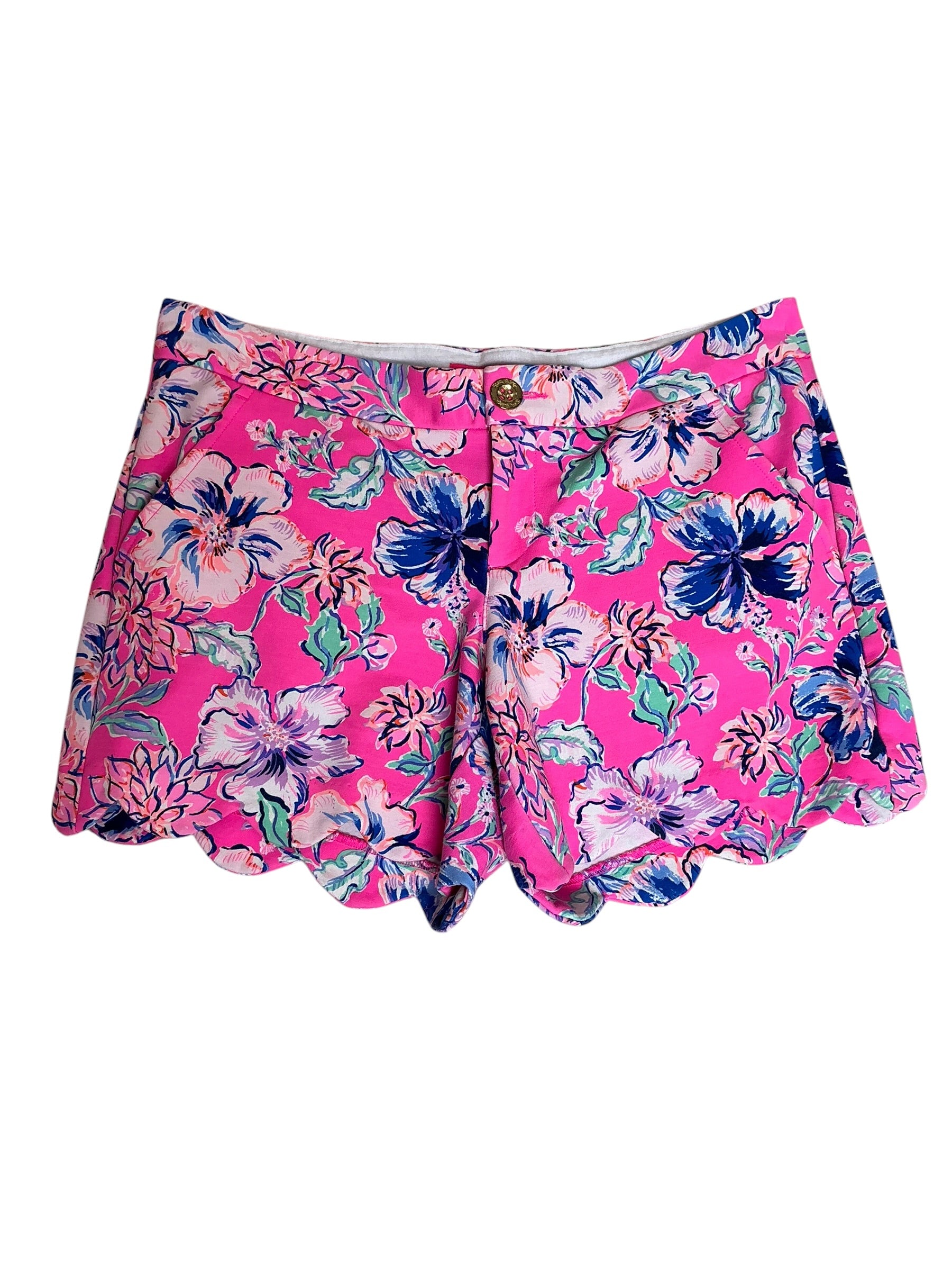 Lilly Pulitzer Buttercup Knit Scallop Shorts Last Bud Not Least - Size 4