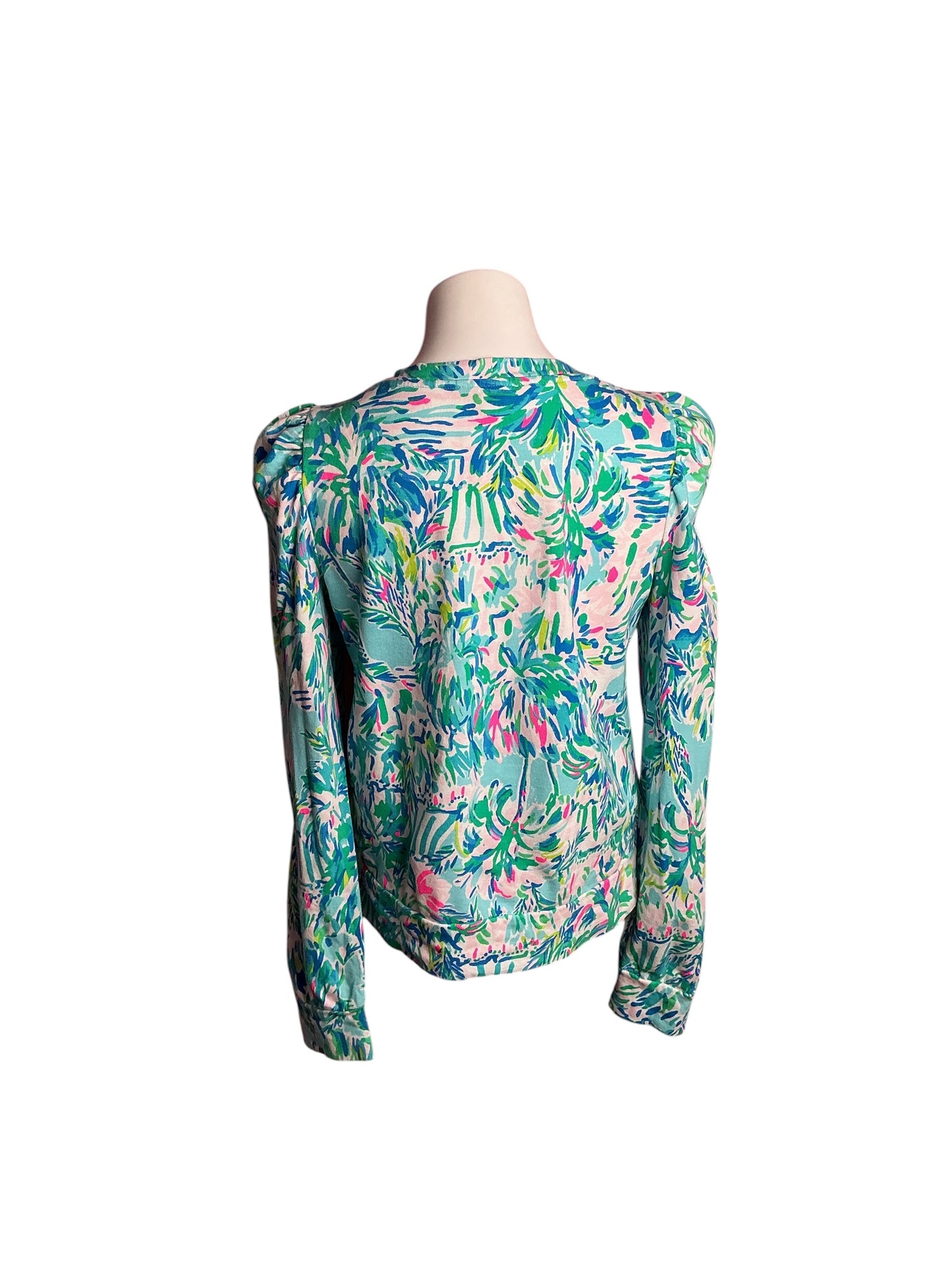 Lilly Pulitzer- Jansen Sweatshirt Blue Ibiza Cabana Cocktail Size S
