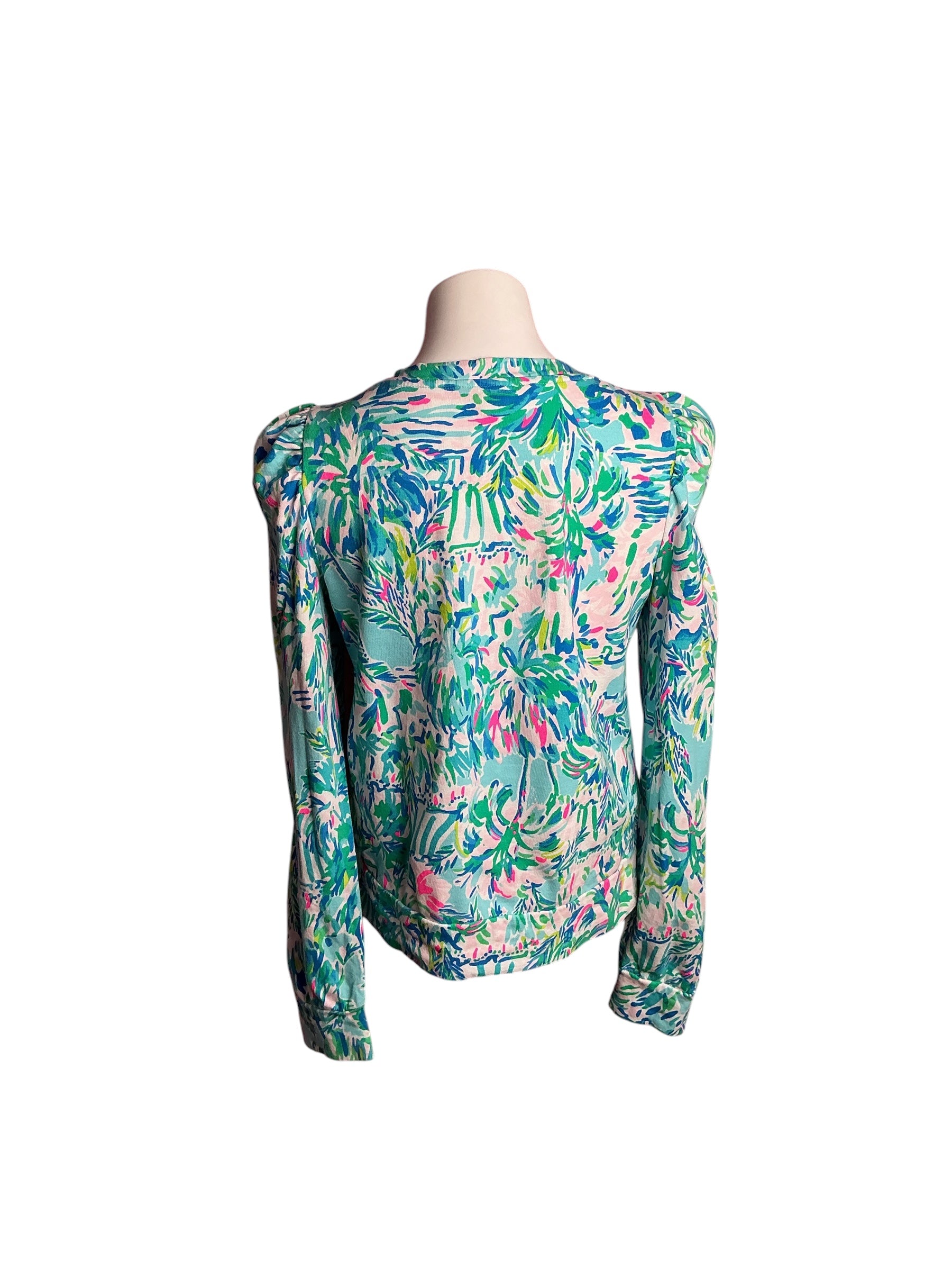 Lilly Pulitzer- Jansen Sweatshirt Blue Ibiza Cabana Cocktail Size S