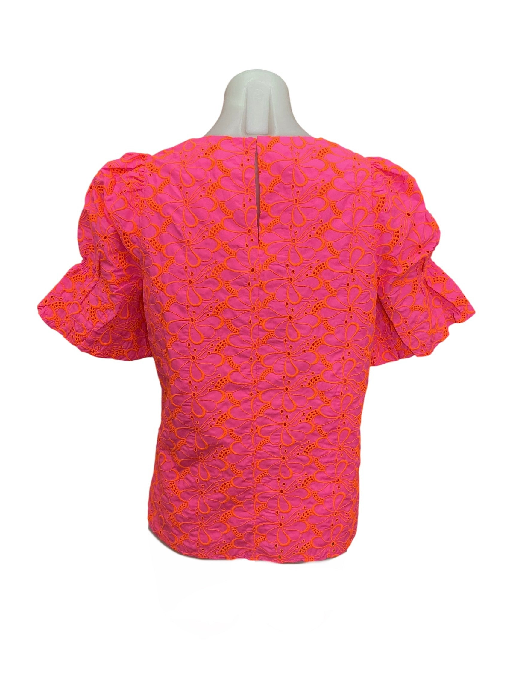 Lilly Pulitzer NWT Lailah Top Pink Isle Psychedelic Swirl Eyelet - Size S