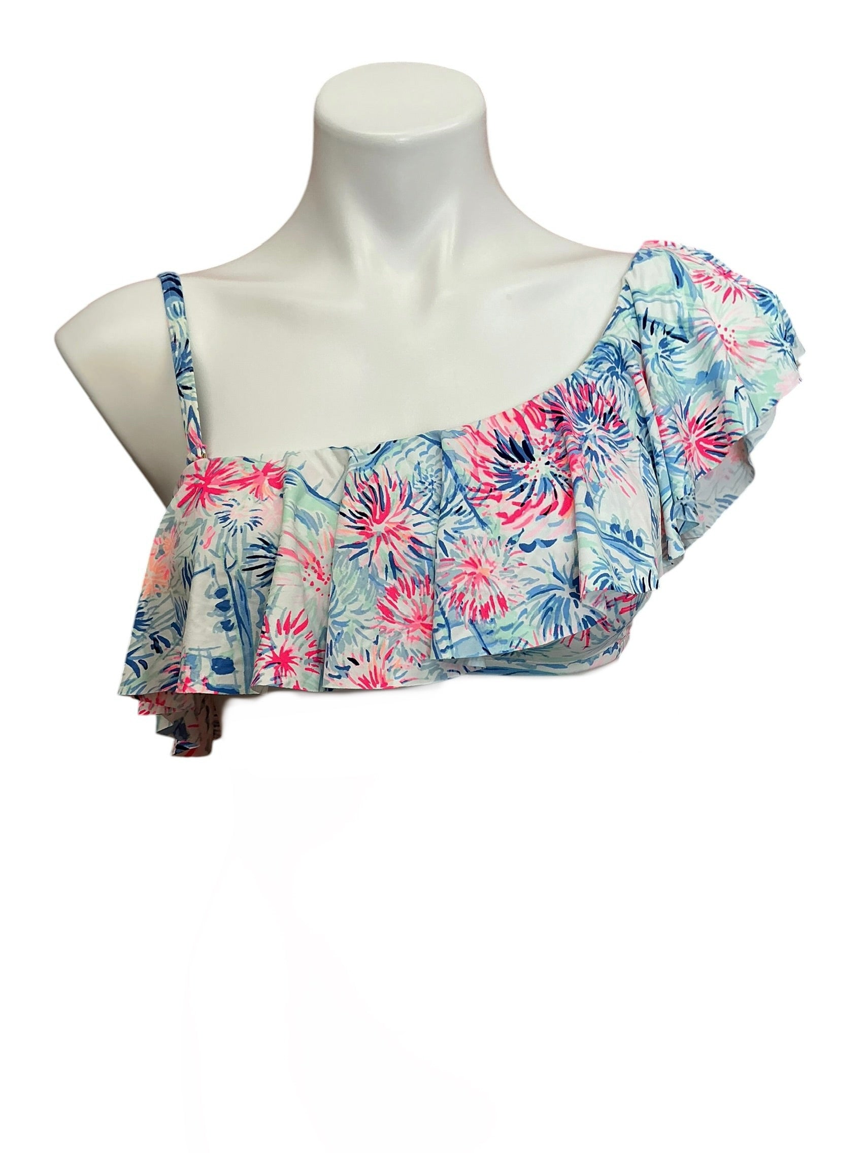 Lilly Pulitzer NWT Novia Bikini Top Crew Blue Tint Sea To Shining Sea - Size 0