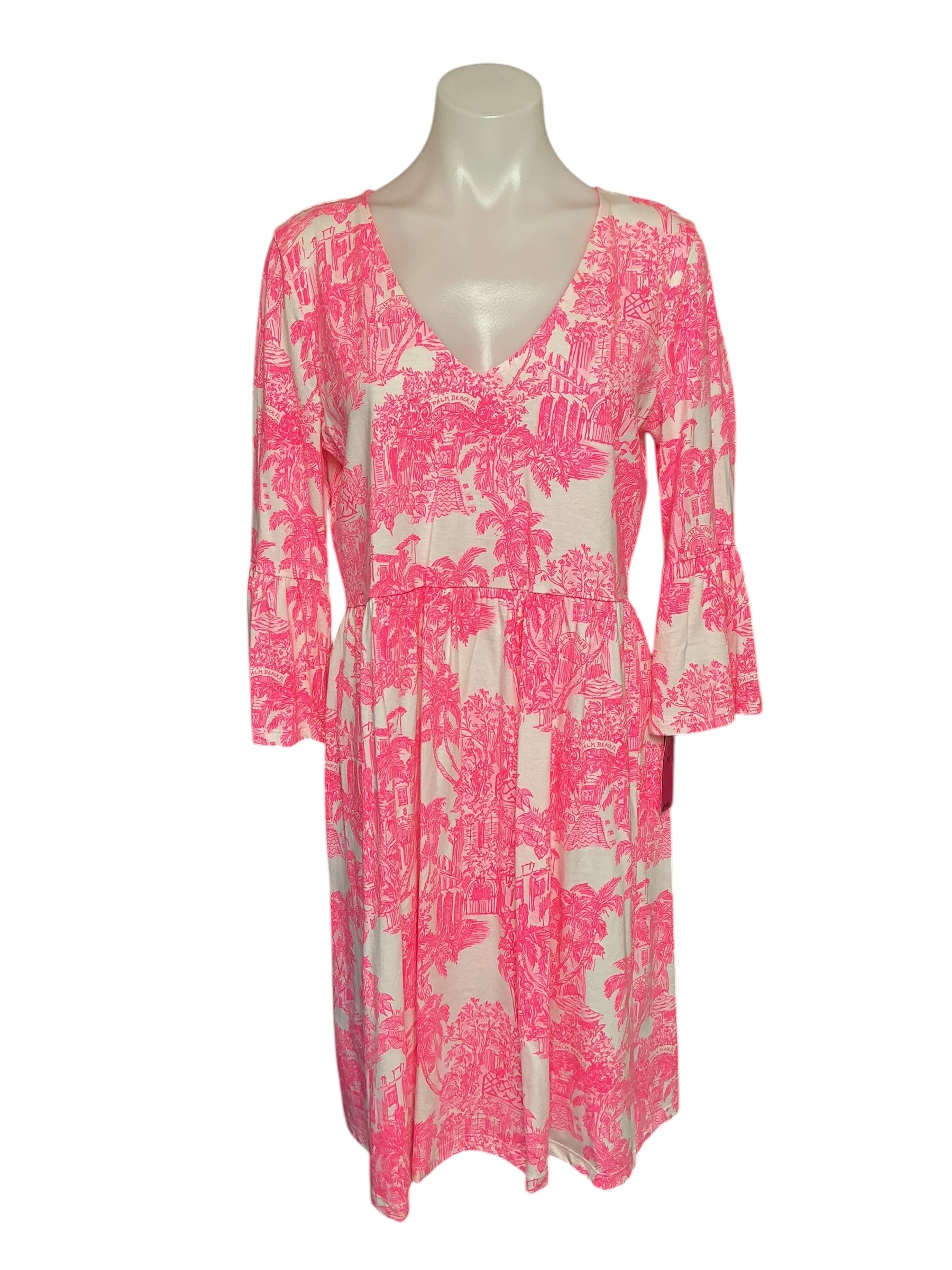 Lilly Pulitzer NWT Jannie V-Neck 3/4 Sleeved - Resort White Pb Anniversary Toilet - Size M