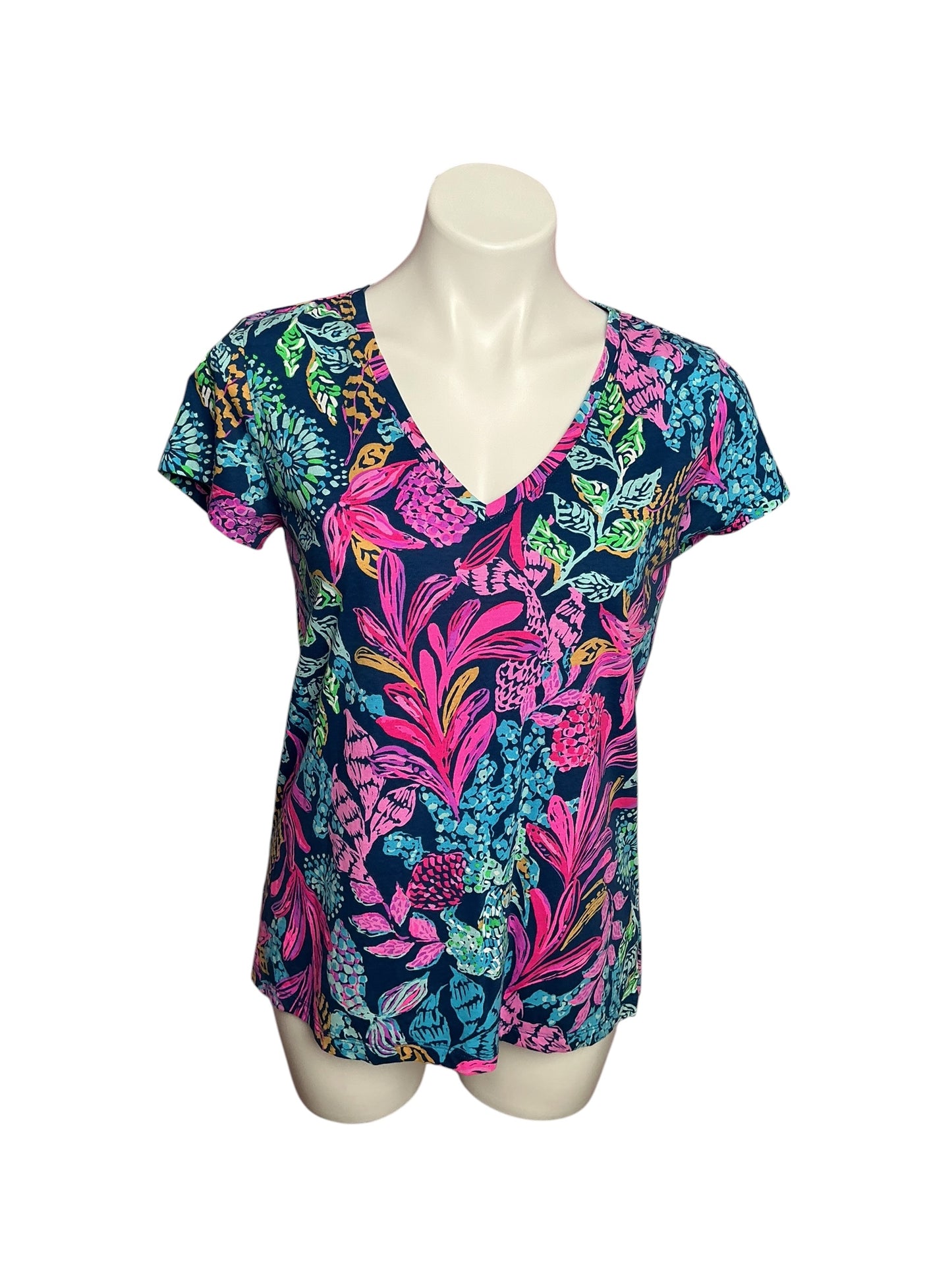 Lilly Pulitzer Meredith Tee Aegean Navy Calypso Coast- Size S