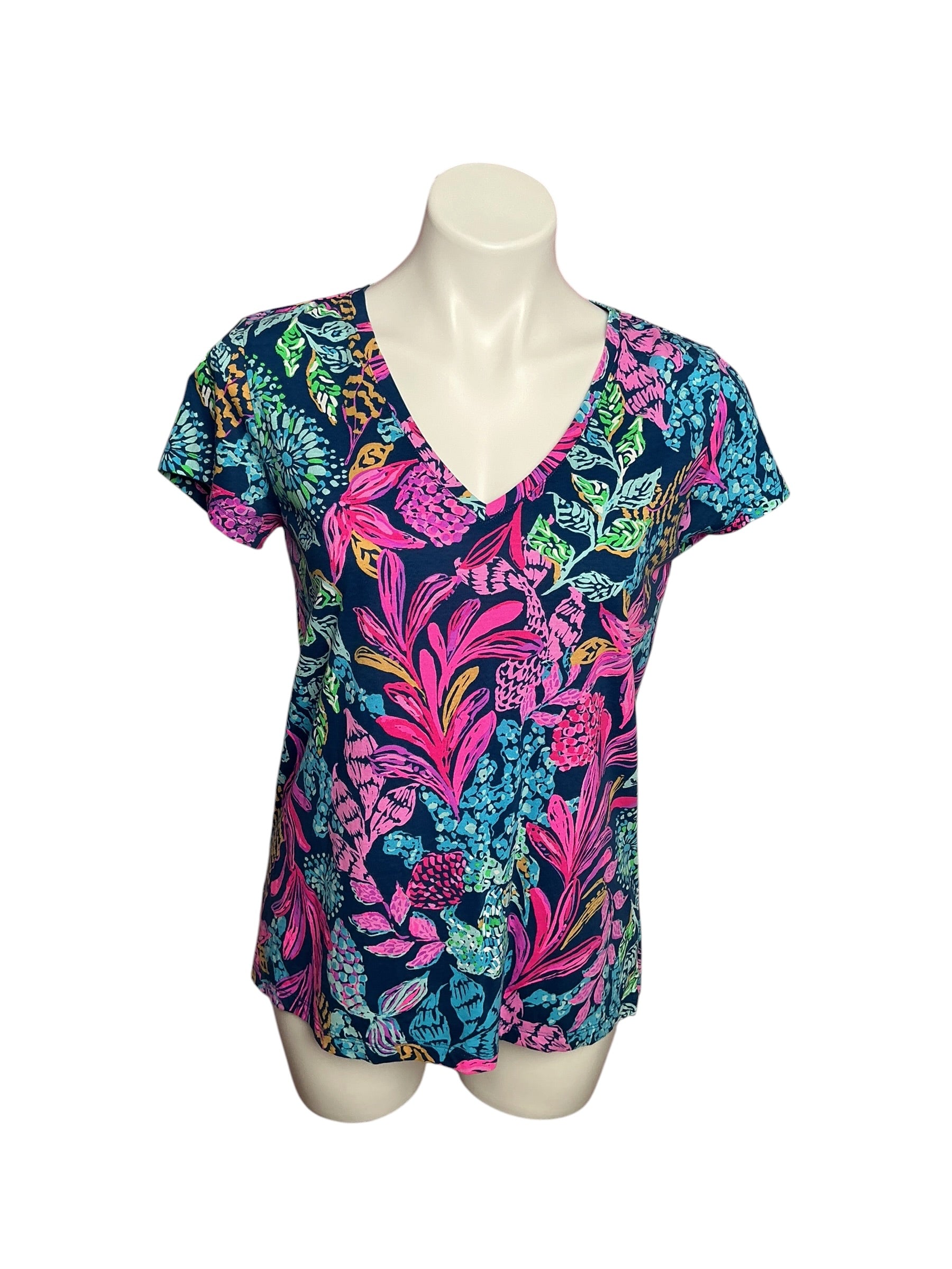 Lilly Pulitzer Meredith Tee Aegean Navy Calypso Coast- Size S