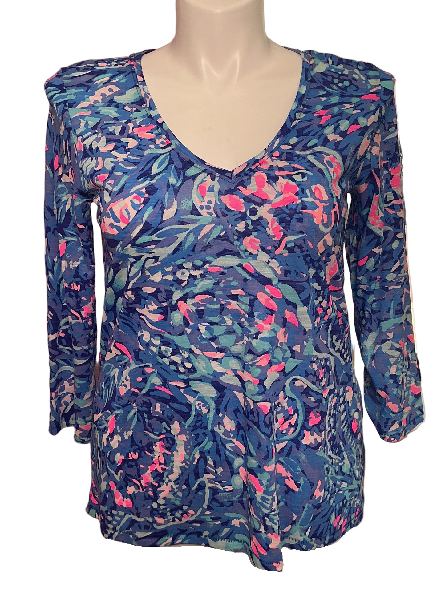 Lilly Pulitzer NWT - Etta 3/4 Sleeve Top - Royal Purple Party Wave - Size M