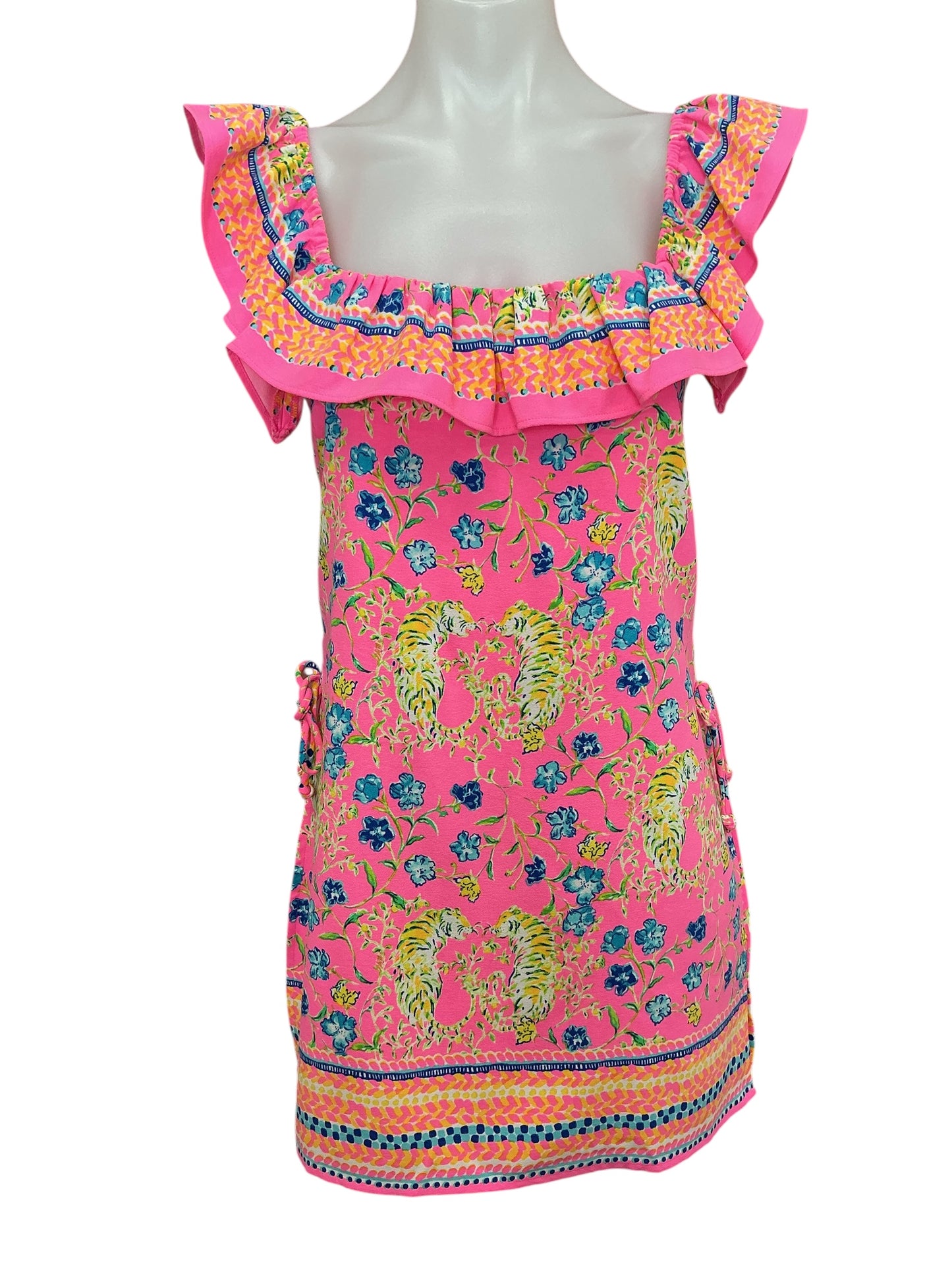 Lilly Pulitzer Zoya Romper Prosecco Pink Tigress Garden Engineered - Size 4