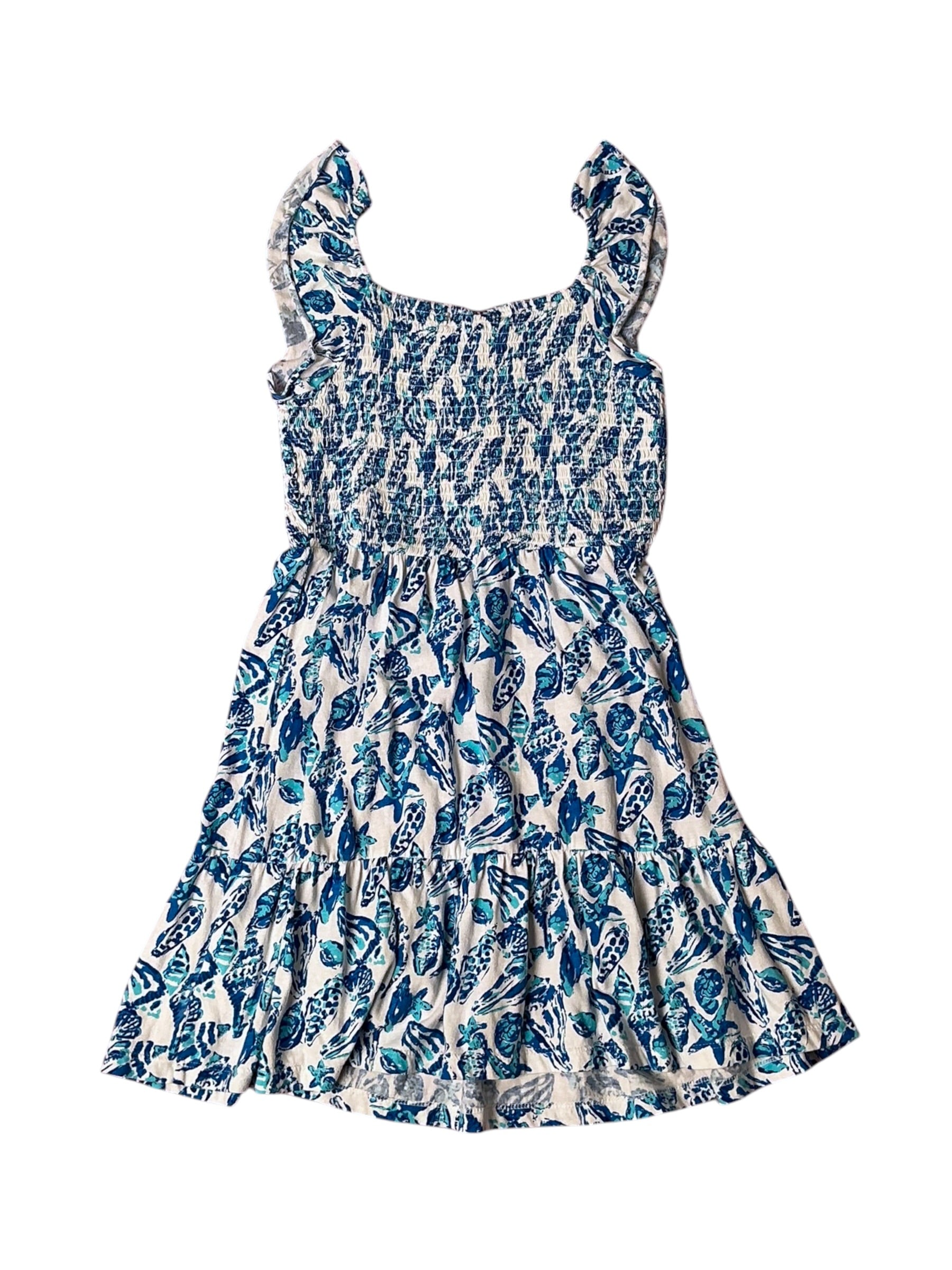 Lilly Pulitzer Girls Mini Jilly Cotton Dress Resort White Shell Collector - Size L