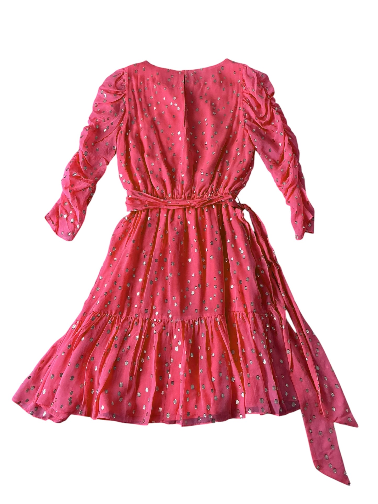 Lilly Pulitzer NWT Chianna Silk Dress Coral Sands with Gold Metallic Silk Clip - Size 4