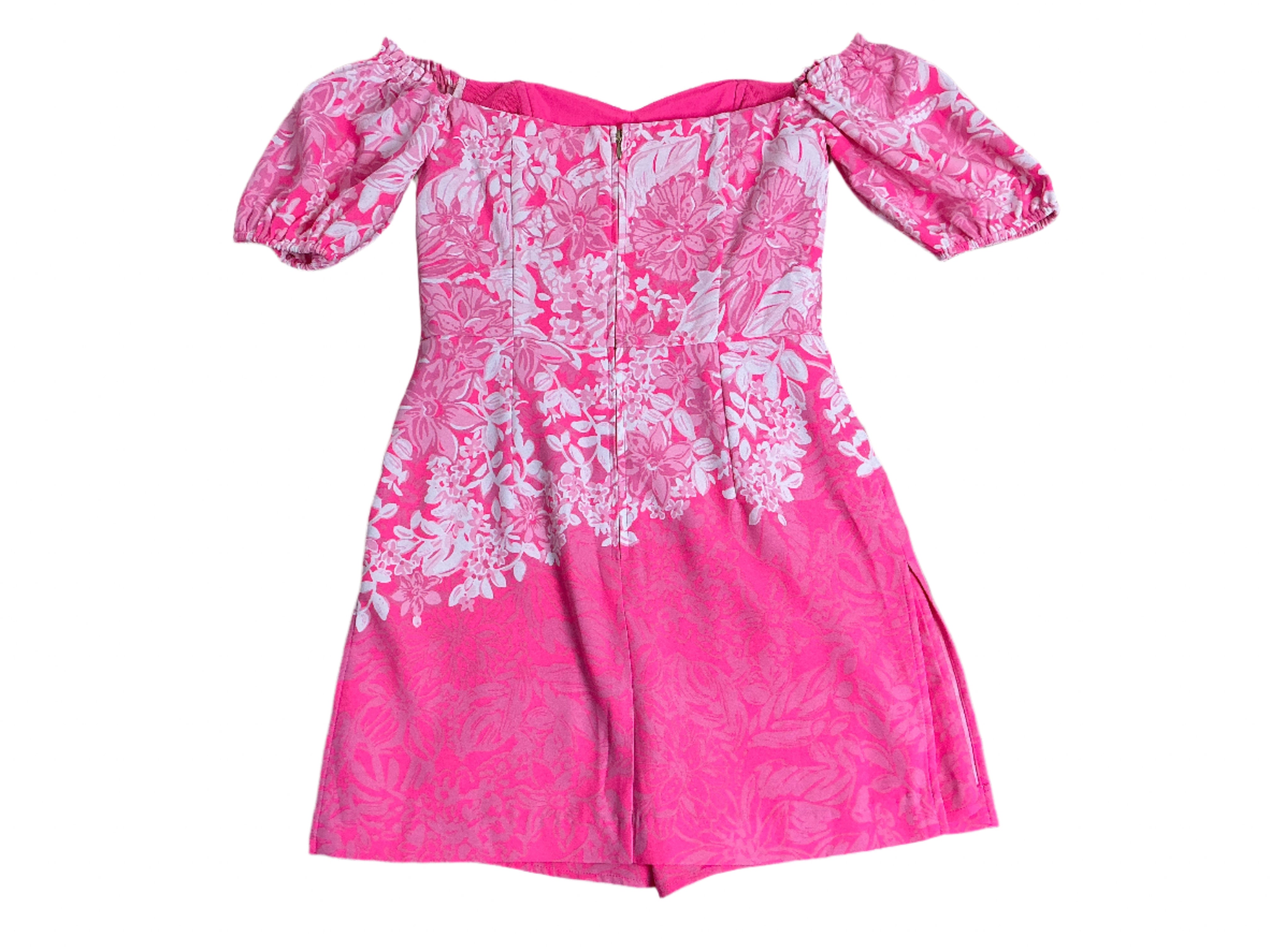 Lily Pulitzer  Winola Romper Off The Shoulder - Roxie Pink Shadow Dancer Engineer - NWT - Size 2