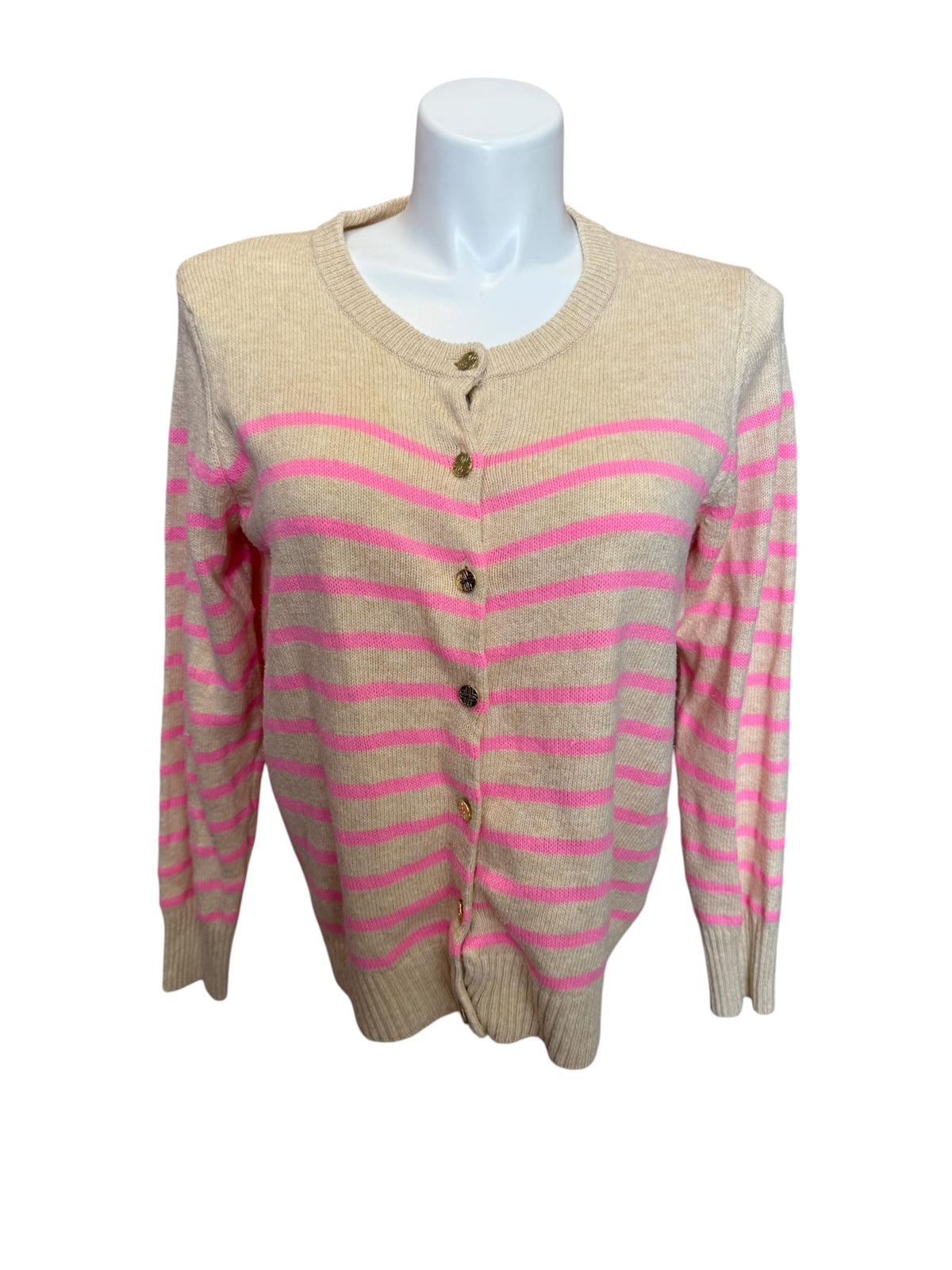 Lilly Pulitzer Fairley Stripe Sweater Heathered Sands / Paradise Pink Stripe - Size XL