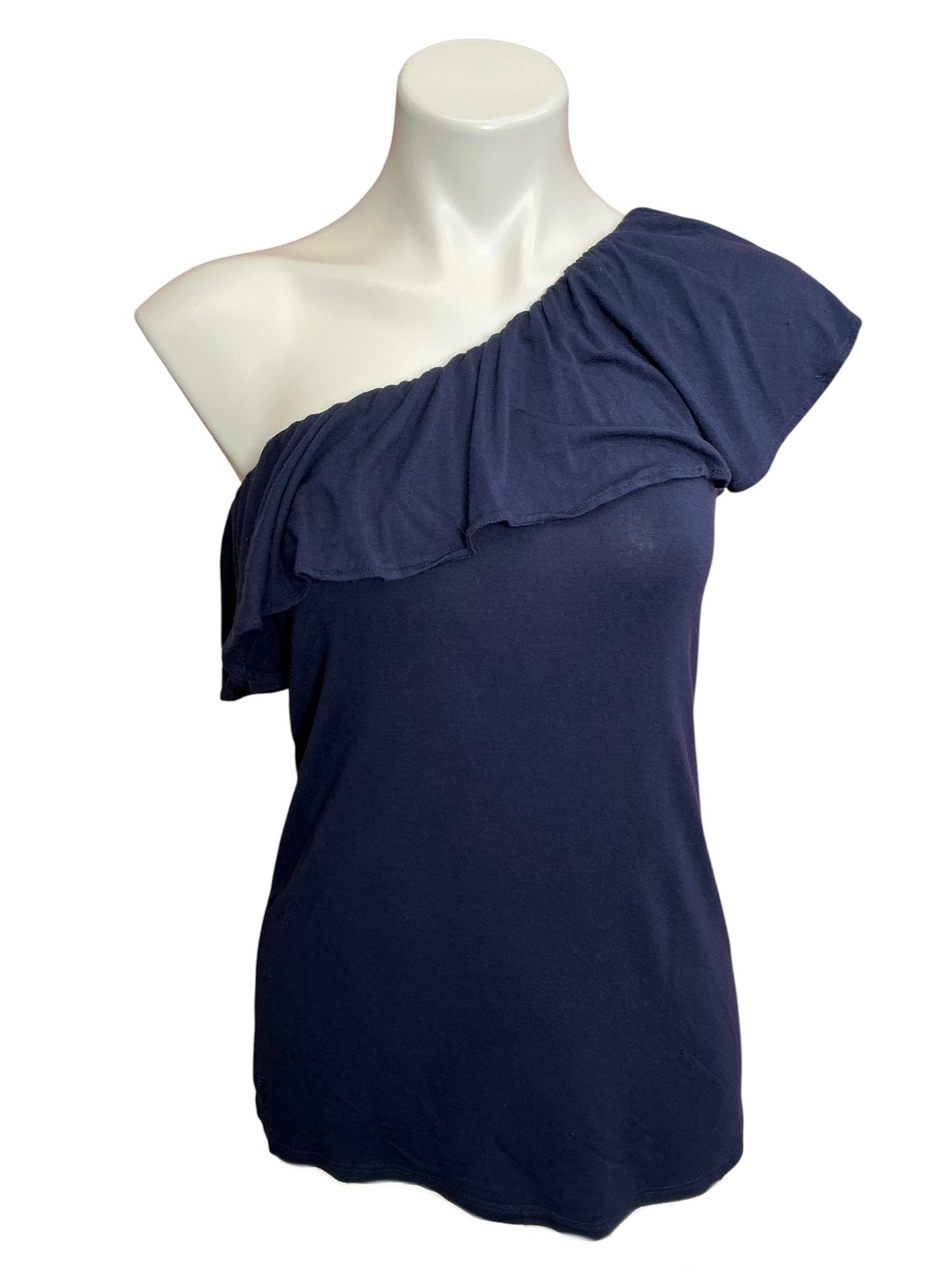 Lilly Pulitzer Neveah Ruffle One-Shoulder Top Aegean Navy - Size S