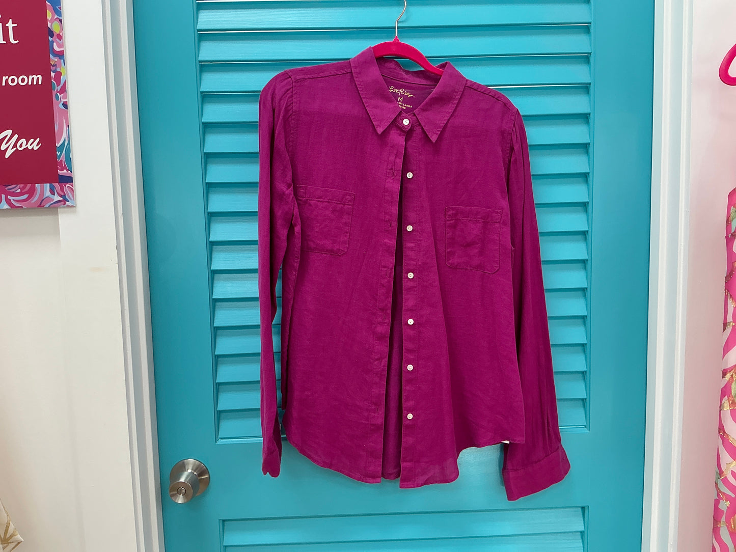 Lilly Pulitzer NWT Sea View Button Down Mulberry X Mulberry - Size L