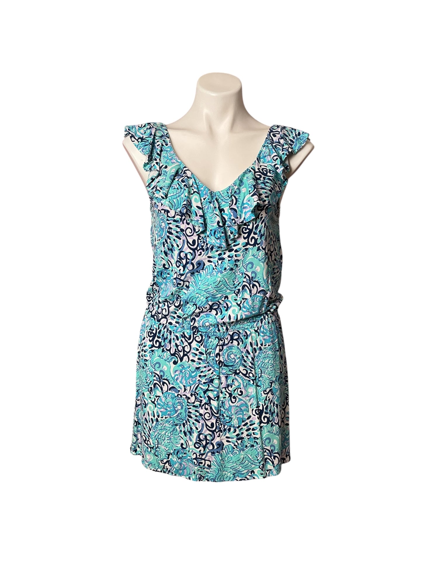 Lilly Pulitzer NWT Alessa Romper Light Aqua Spritz - Size S