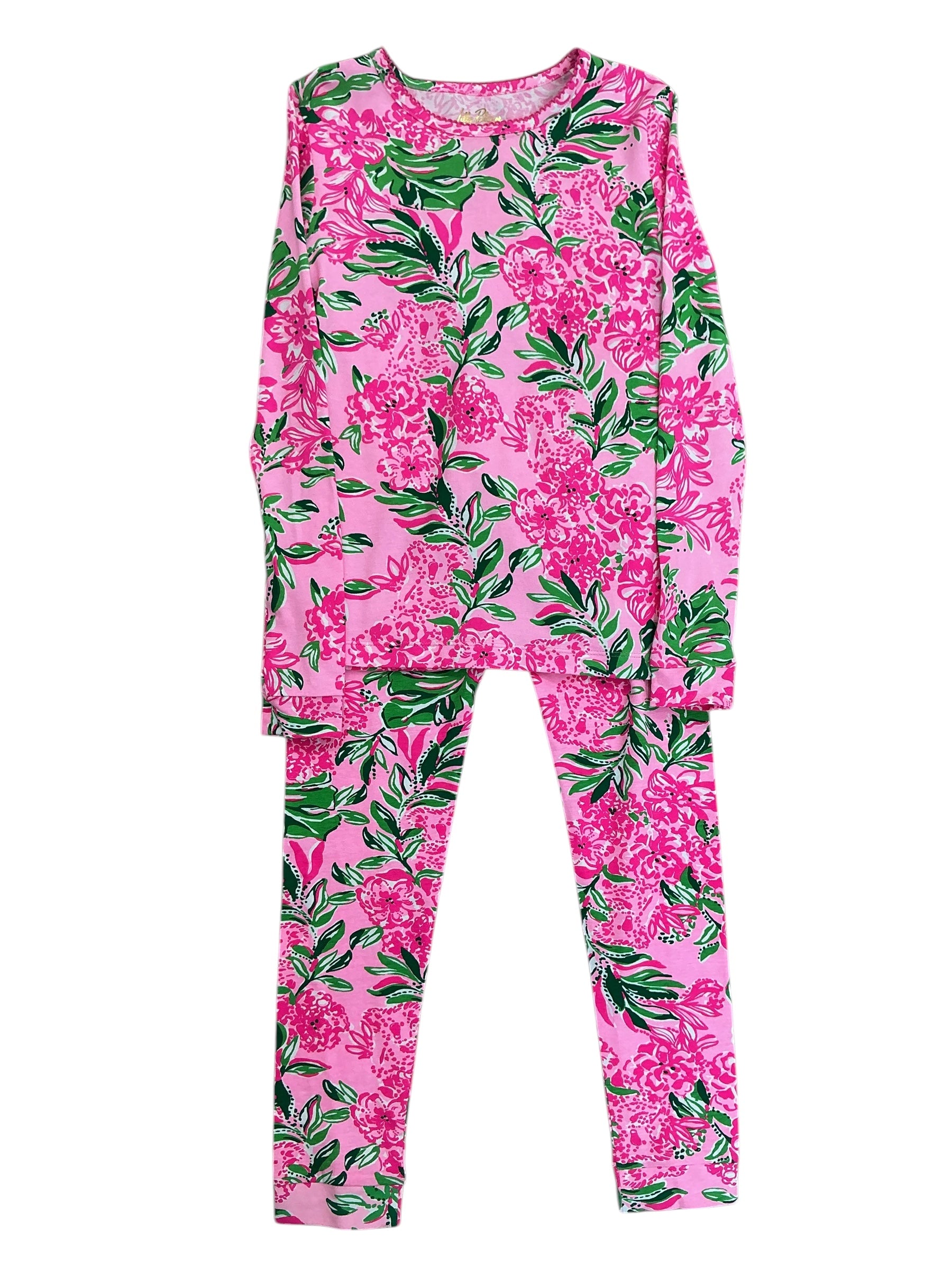 Lilly Pulitzer Girls Kids 2PC Set Mini Sammy Pajama Set Cockatoo Pink Paws For A Cause - Size 10