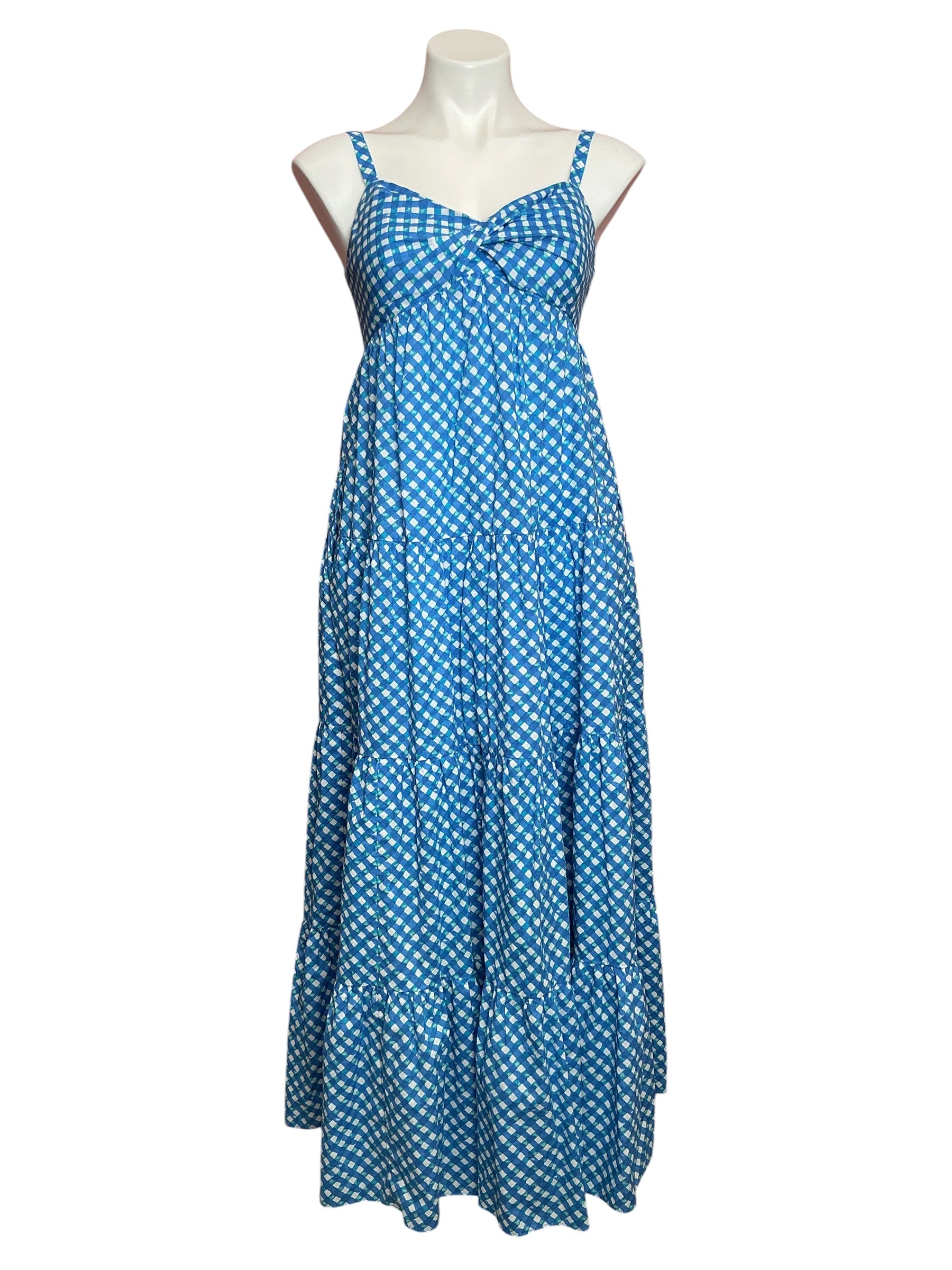 Lilly Pulitzer Shylee Cotton Maxi Dress Boca Blue Double Checking - Size 4