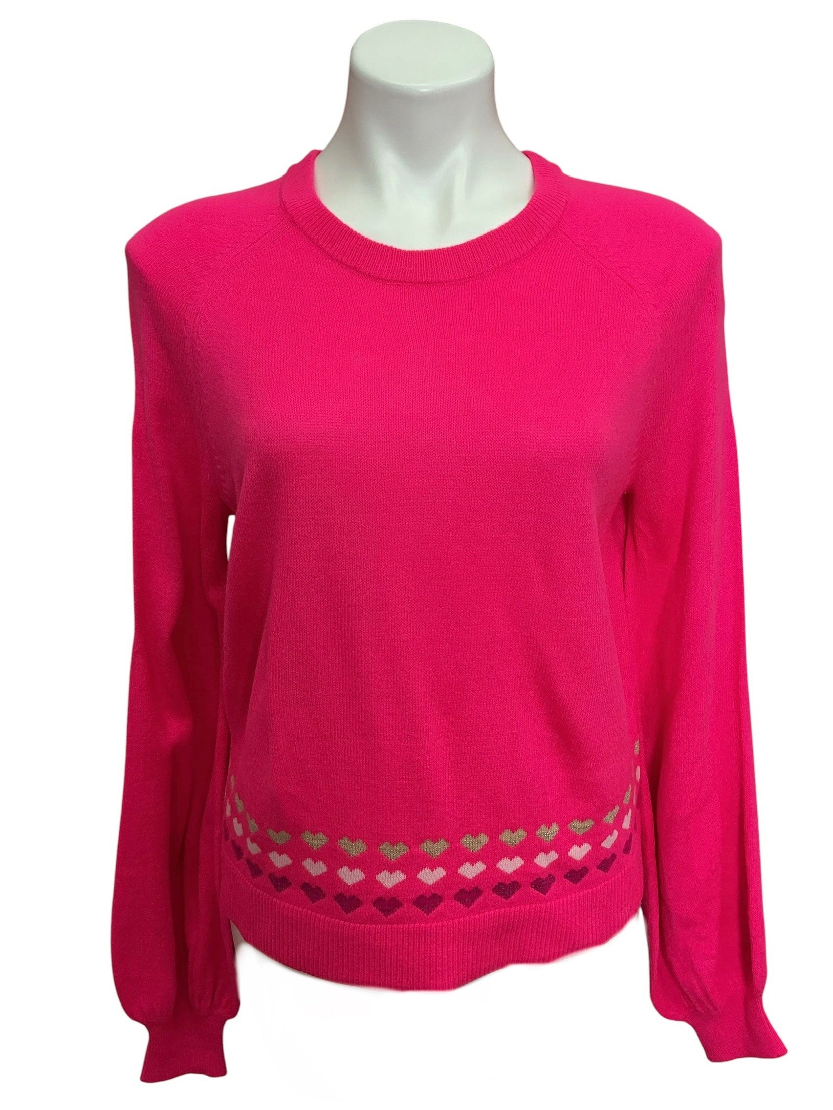 Lilly Pulitzer Alyona Sweater Pink Grenadine Heart Jacquard - Size S