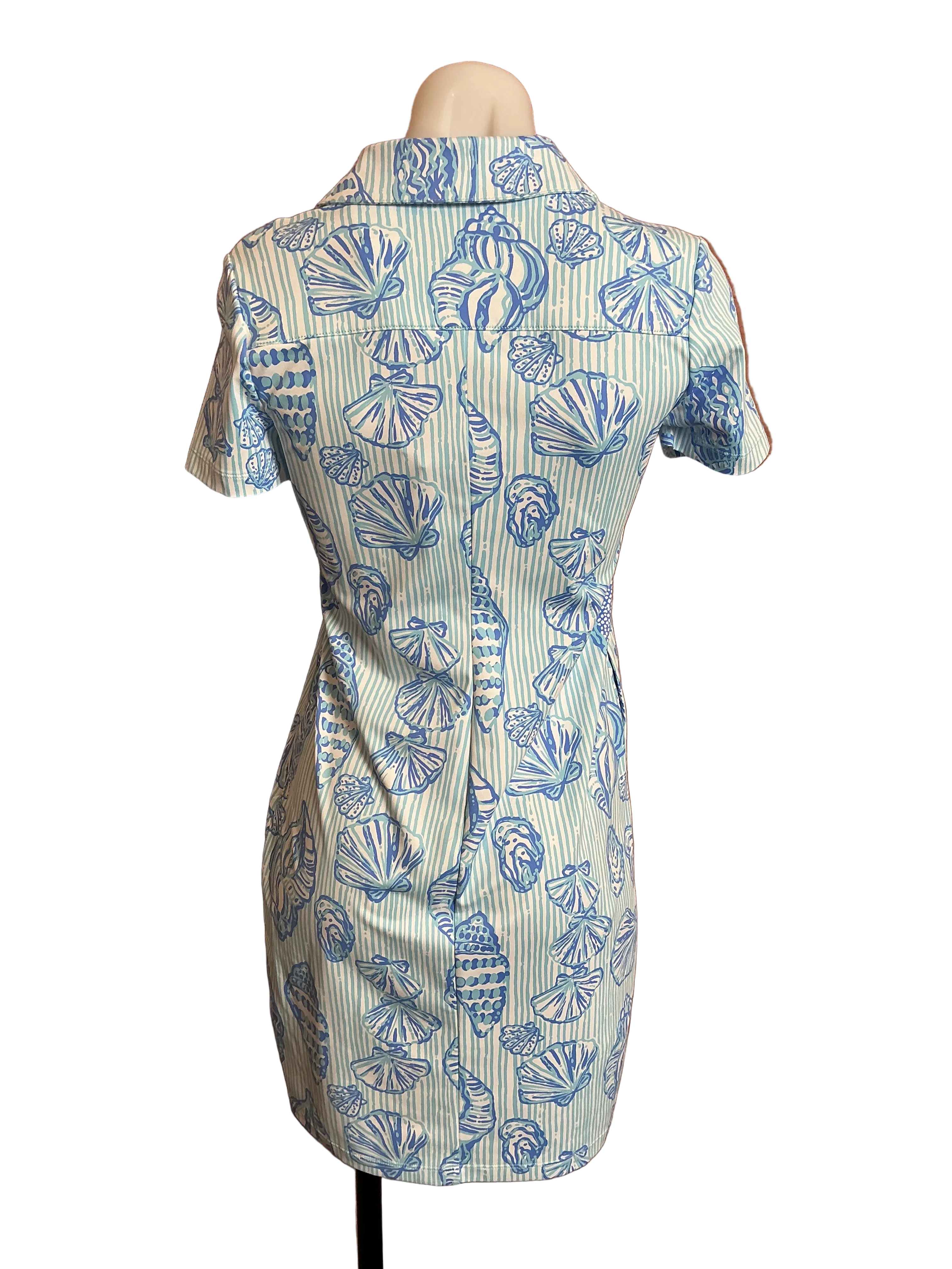 Lilly Pulitzer NWT Mandi UPF 50+ Dress Fresh Water Blue Cool As Shell - Size XXS