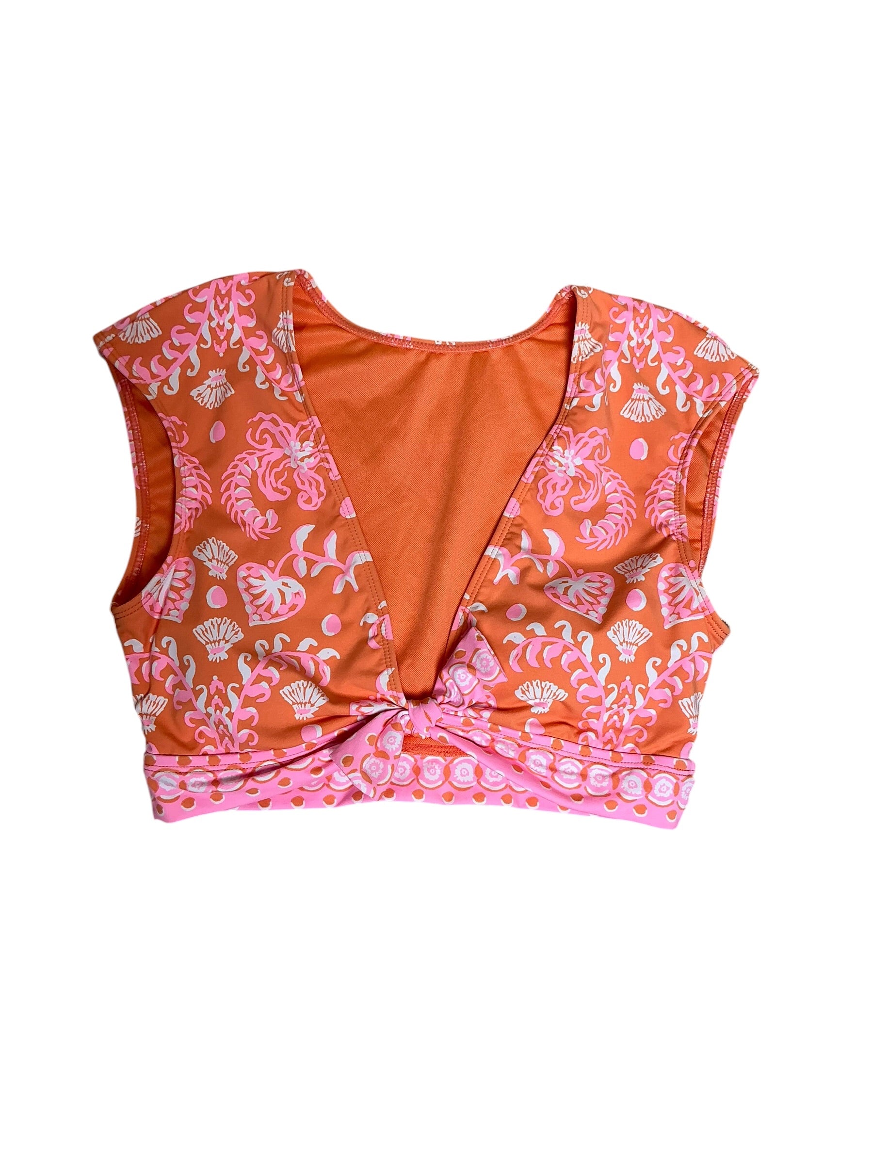 Lilly Pulitzer NWT Meechi Swim Top Papaya Breezy Palm Engineered Swim Top - Size 4