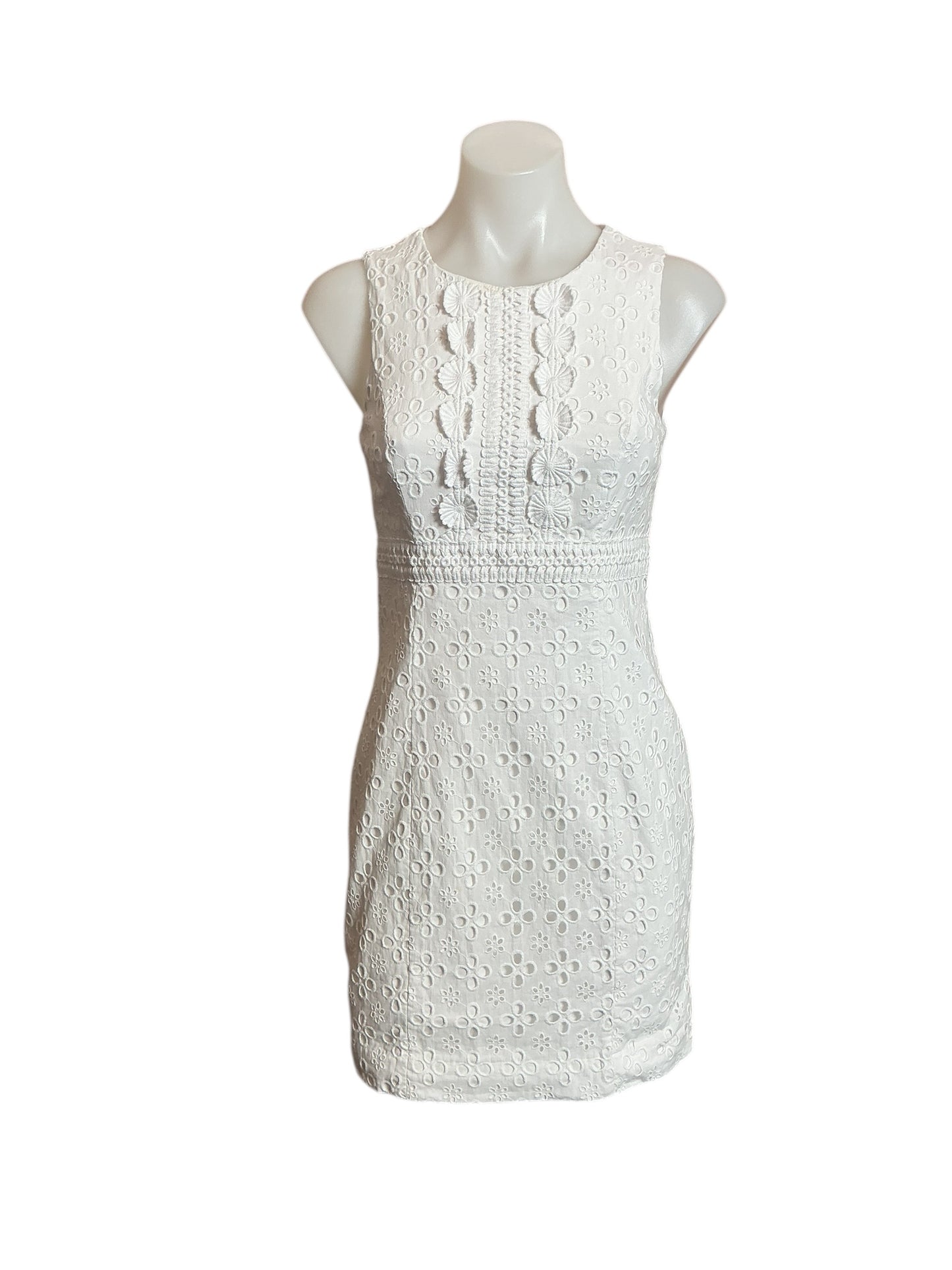 Lilly Pulitzer Railee Shift Dress - Resort White Floral Cross Eyelet - Size 0