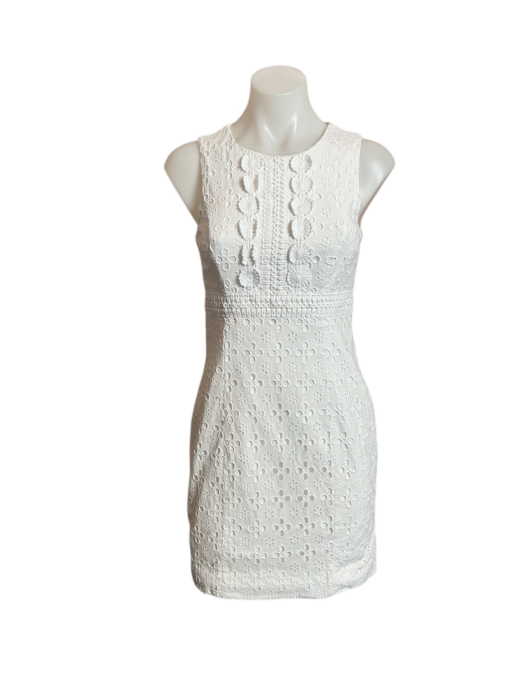 Lilly Pulitzer Railee Shift Dress - Resort White Floral Cross Eyelet - Size 0