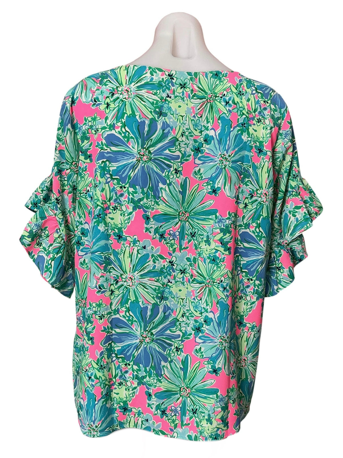Lilly Pulitzer NWT Darlah Short Sleeve Top Soleil Pink Good Hare Day - Size L