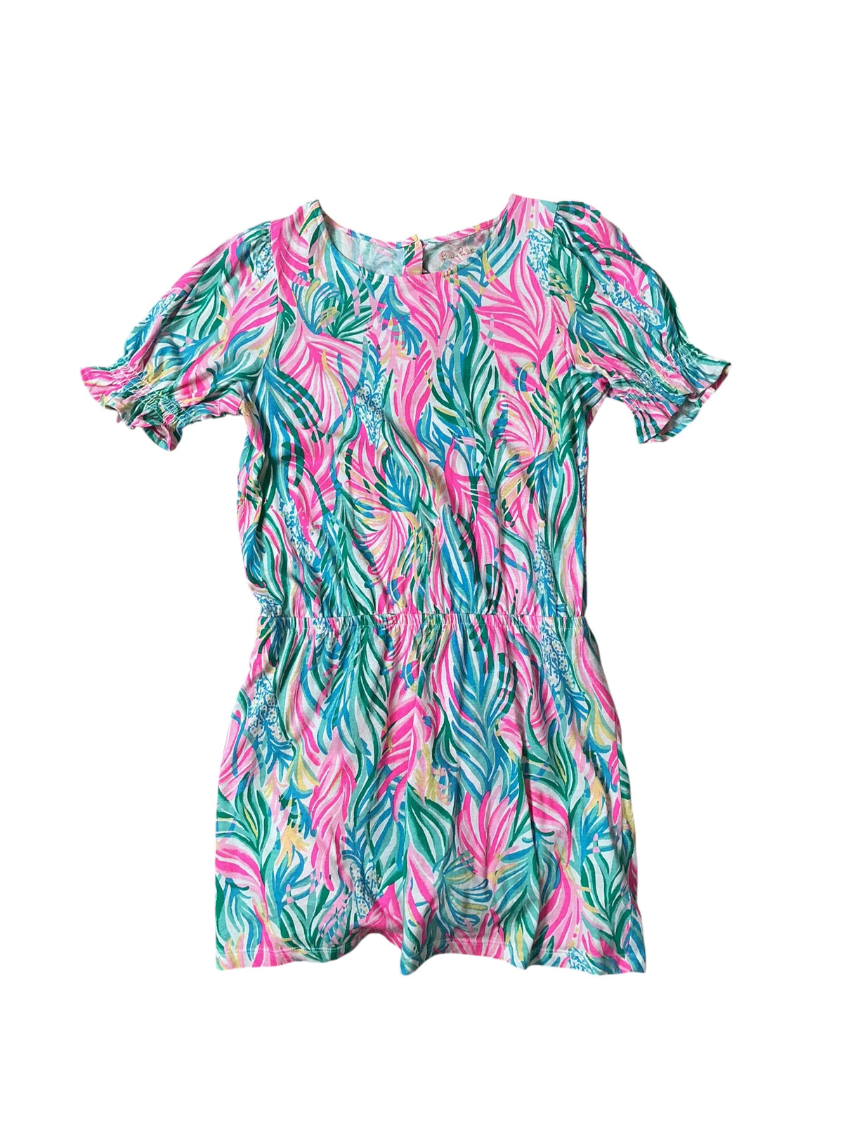 Lilly Pulitzer Girls Mini Adley Romper Multi Sea Turtle Soiree - Size XL 12-14
