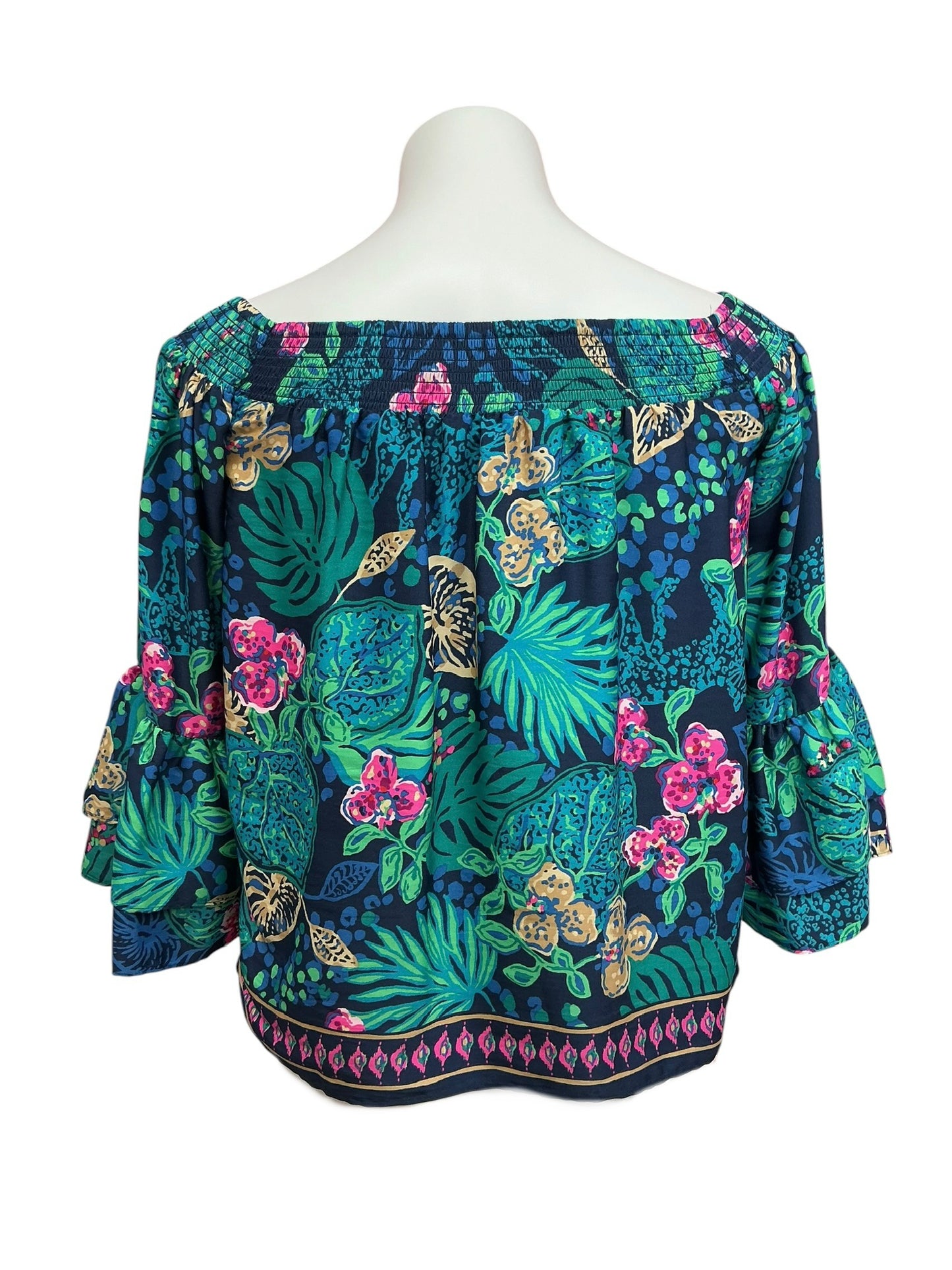 Lilly Pulitzer Kaori Off The Shoulder Top Low Tide Navy Life Of The Party - Size XS