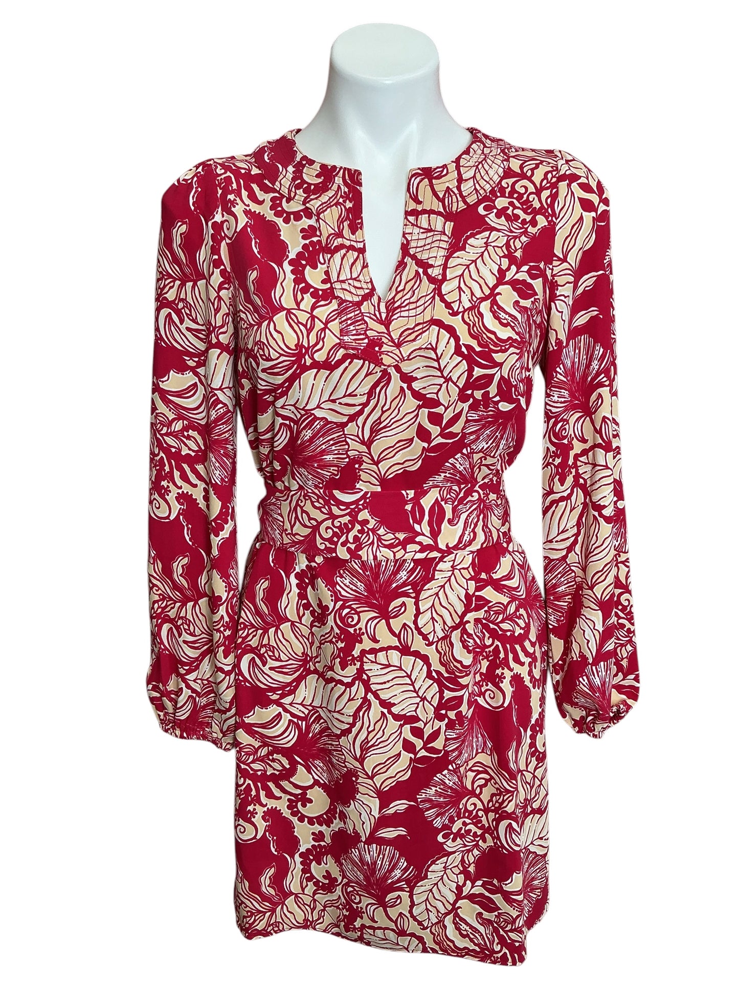 Lilly Pulitzer Maddox Straight Dress Poinsettia Red Island Vibes - Size 2