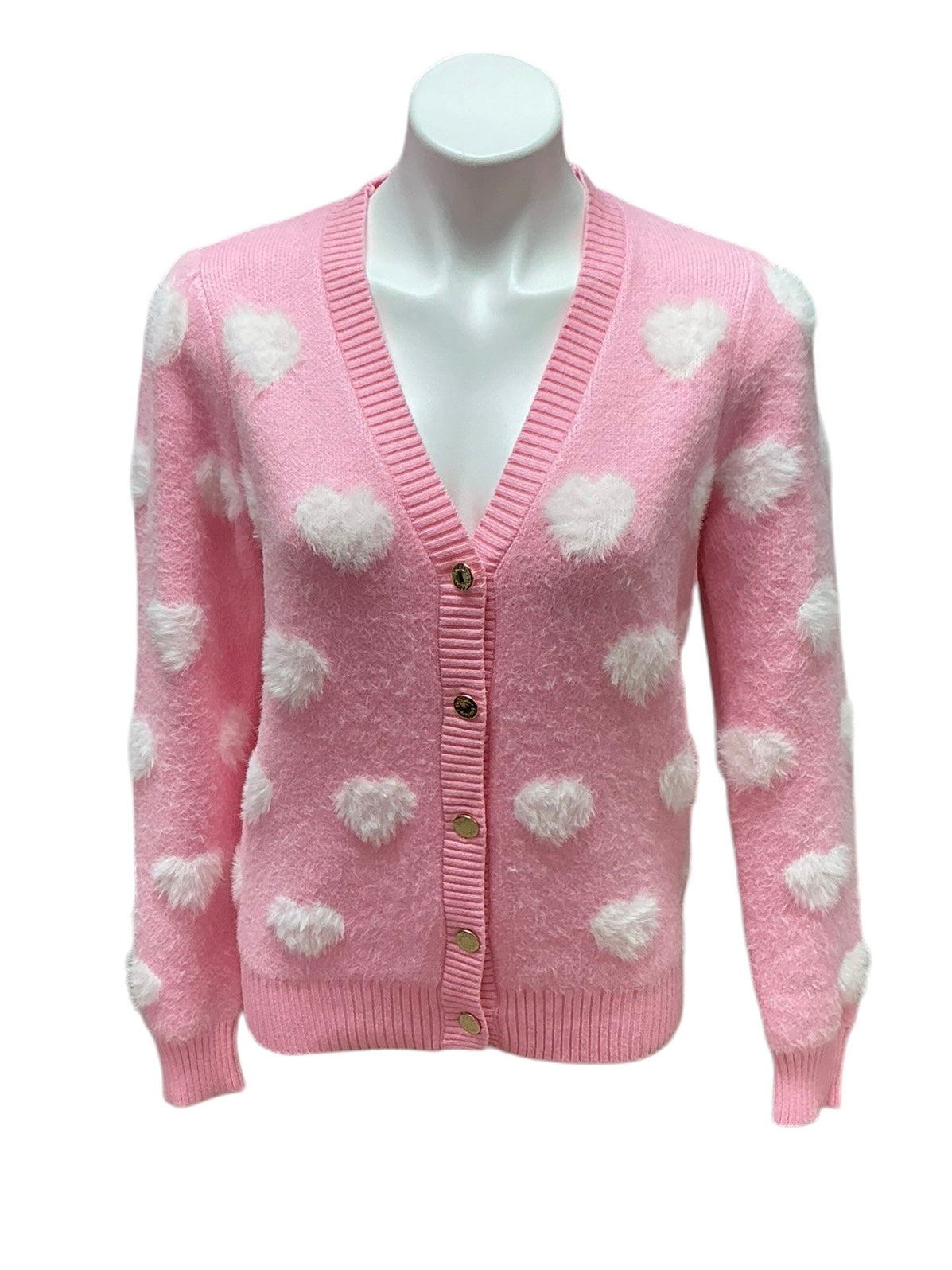 Lilly Pulitzer Keane Cardigan Peony Pink Hearts Jacquard - Size S