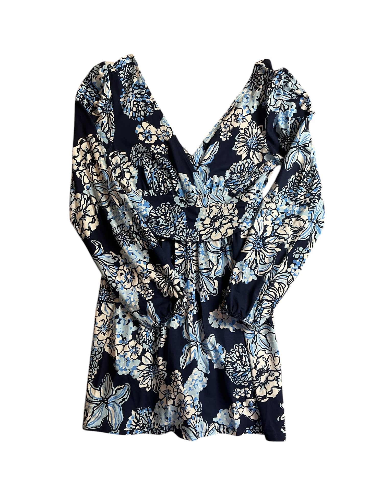 Lilly Pulitzer Long Sleeved Romper - Low Tide Navy Bouquet All Day - Size S
