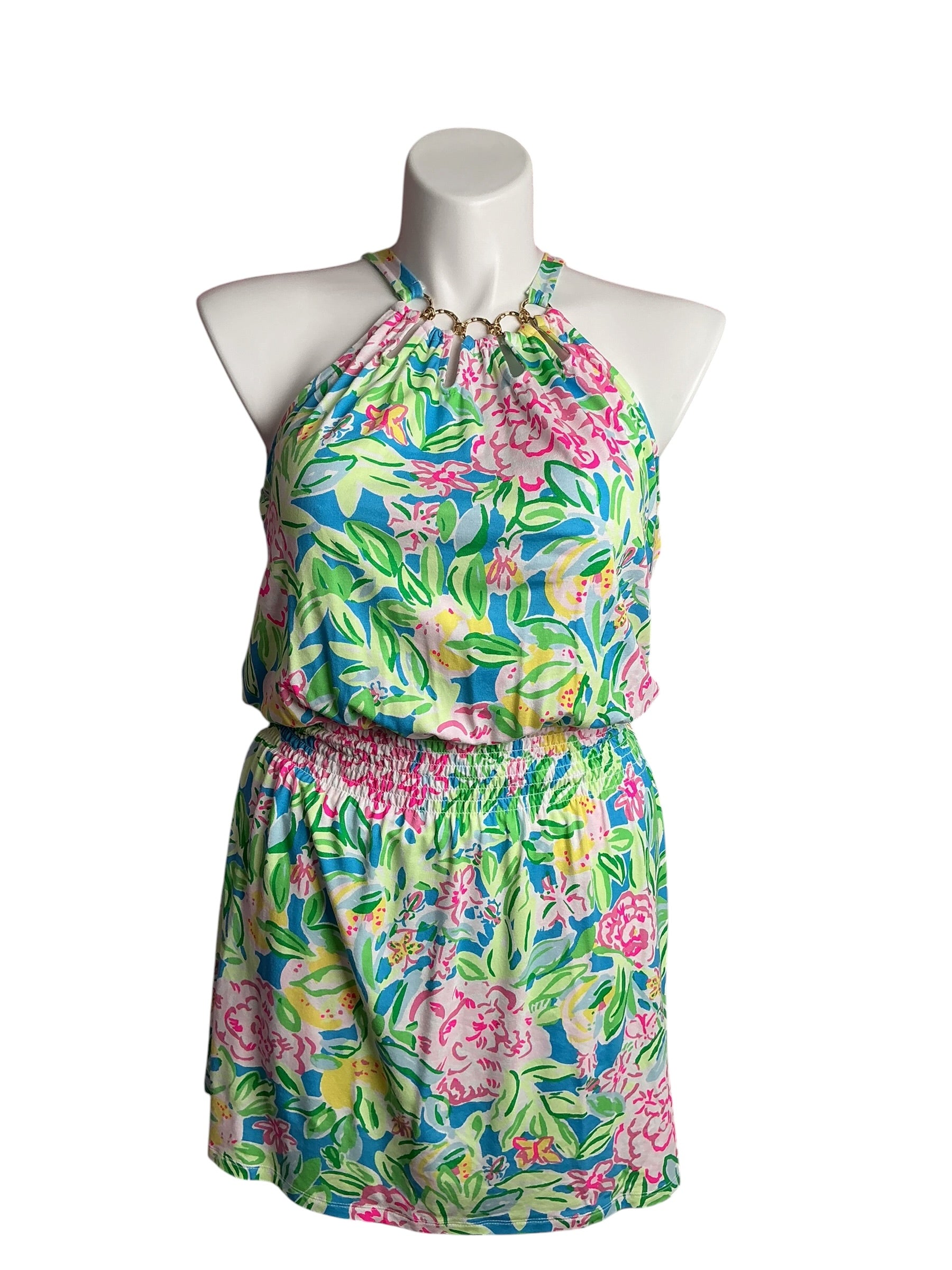 Lilly Pulitzer- Shirelle Skirted Romper Multi Grove Garden Size M