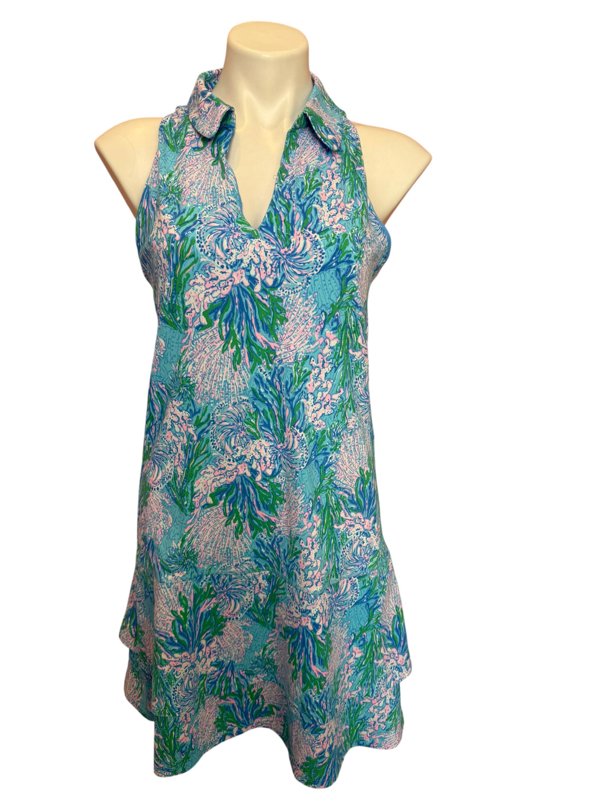 Lilly Pulitzer Dania Dress Las Olas Aqua Strong Current Sea - Size L