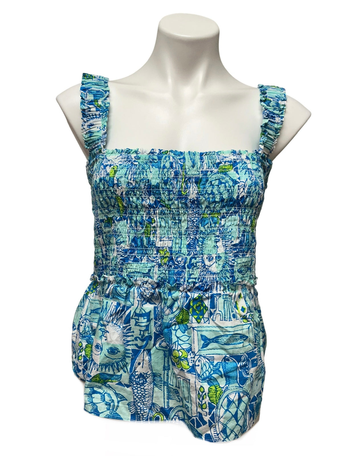 Lilly Pulitzer Hadly Smocked Top Mint Condition Harlilyquin - Size XL