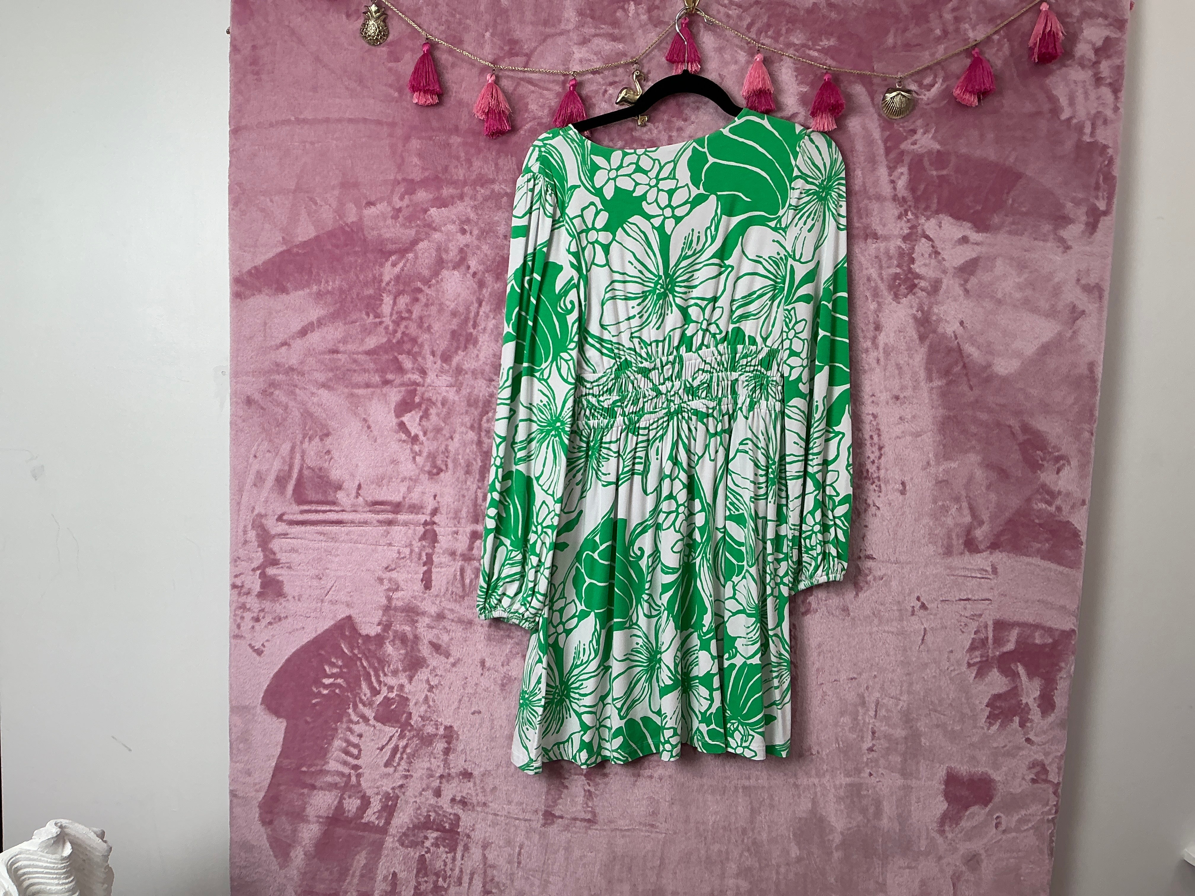 Lilly Pulitzer NWT Calla Long Sleeve V-Ne Spearmint Oversized Kiss My Tuli - Size S