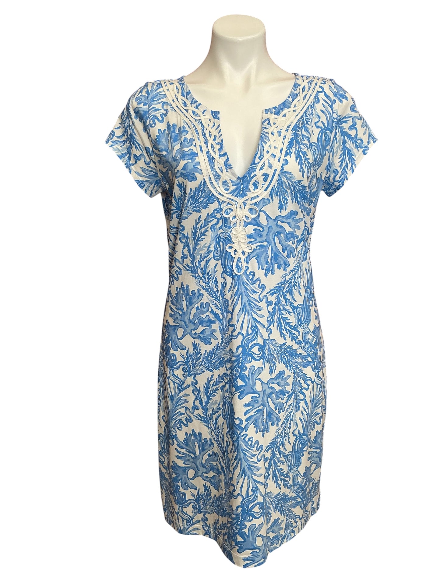 Lilly Pulitzer Brewster Dress Resort White Aqua Lounge - Size L