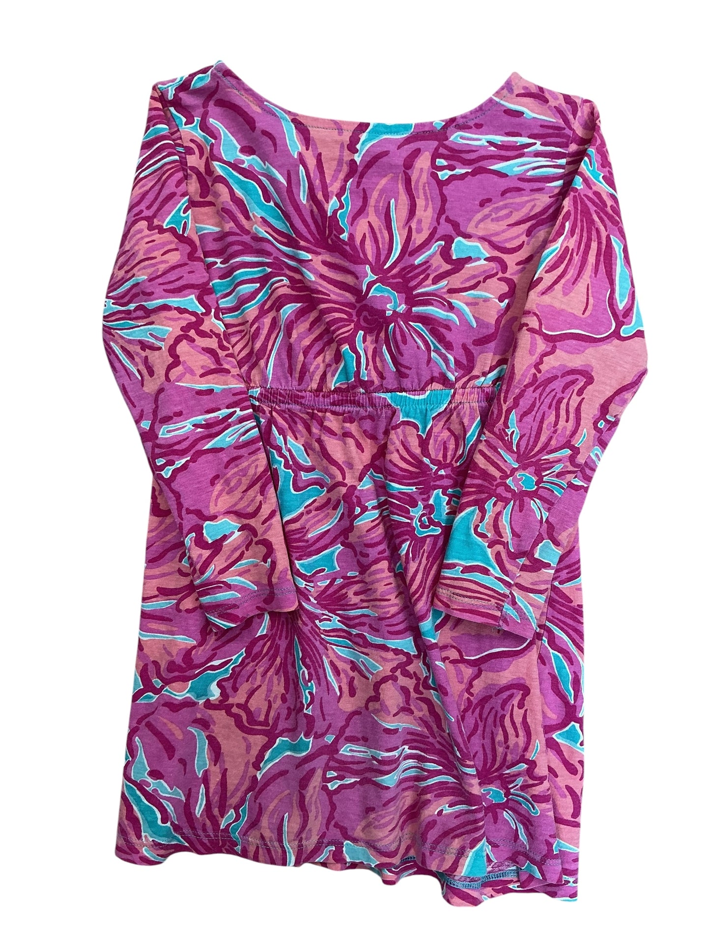 Lilly Pulitzer Girls Kids Mini Geanna Long Sleeve Dress Lilac Thistle In The Wild Flowers - Size S 4-6