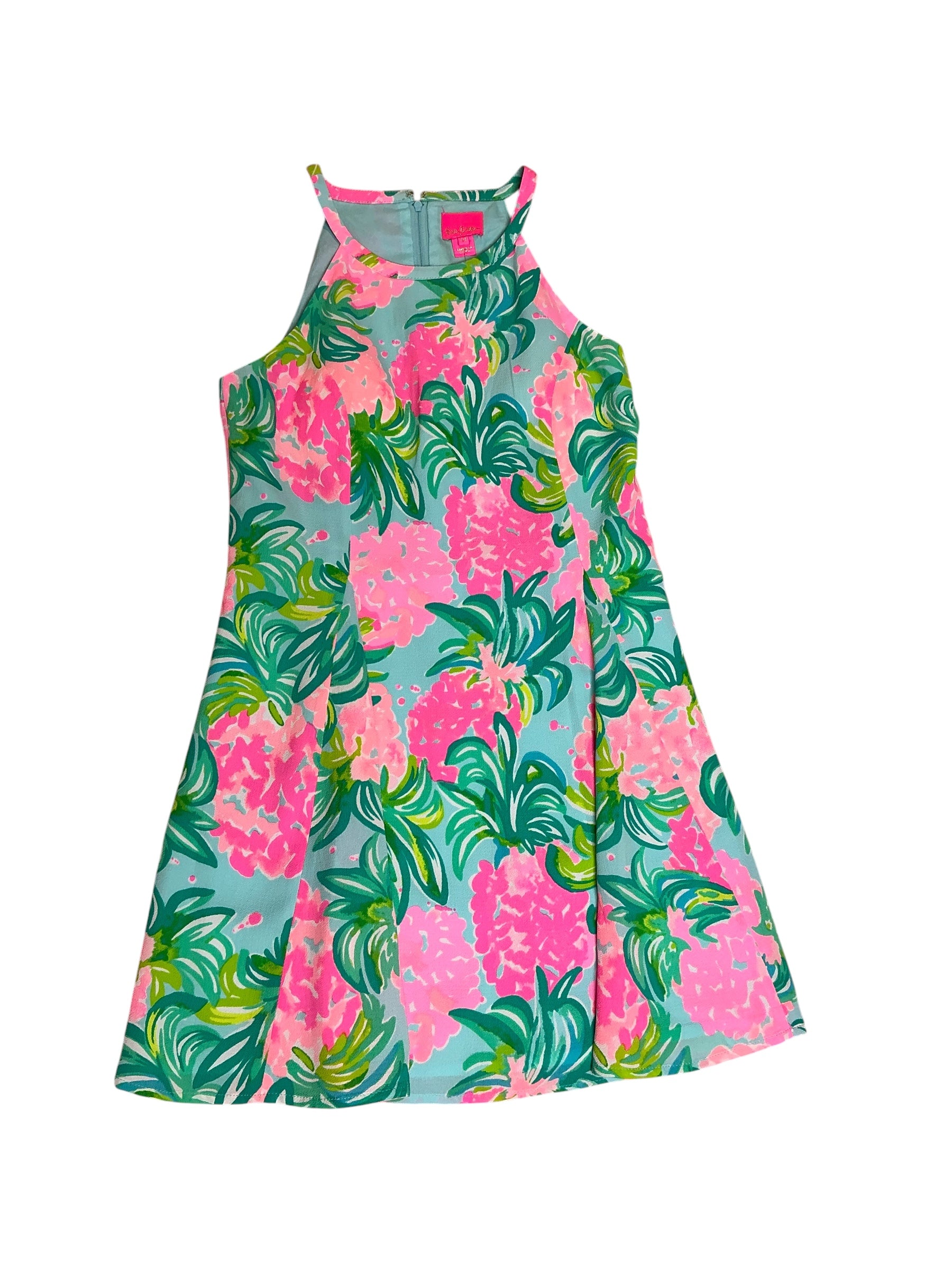 Lilly Pulitzer Girl's Fernanda Dress Blue Ibiza Pineapple Shake - Size 14