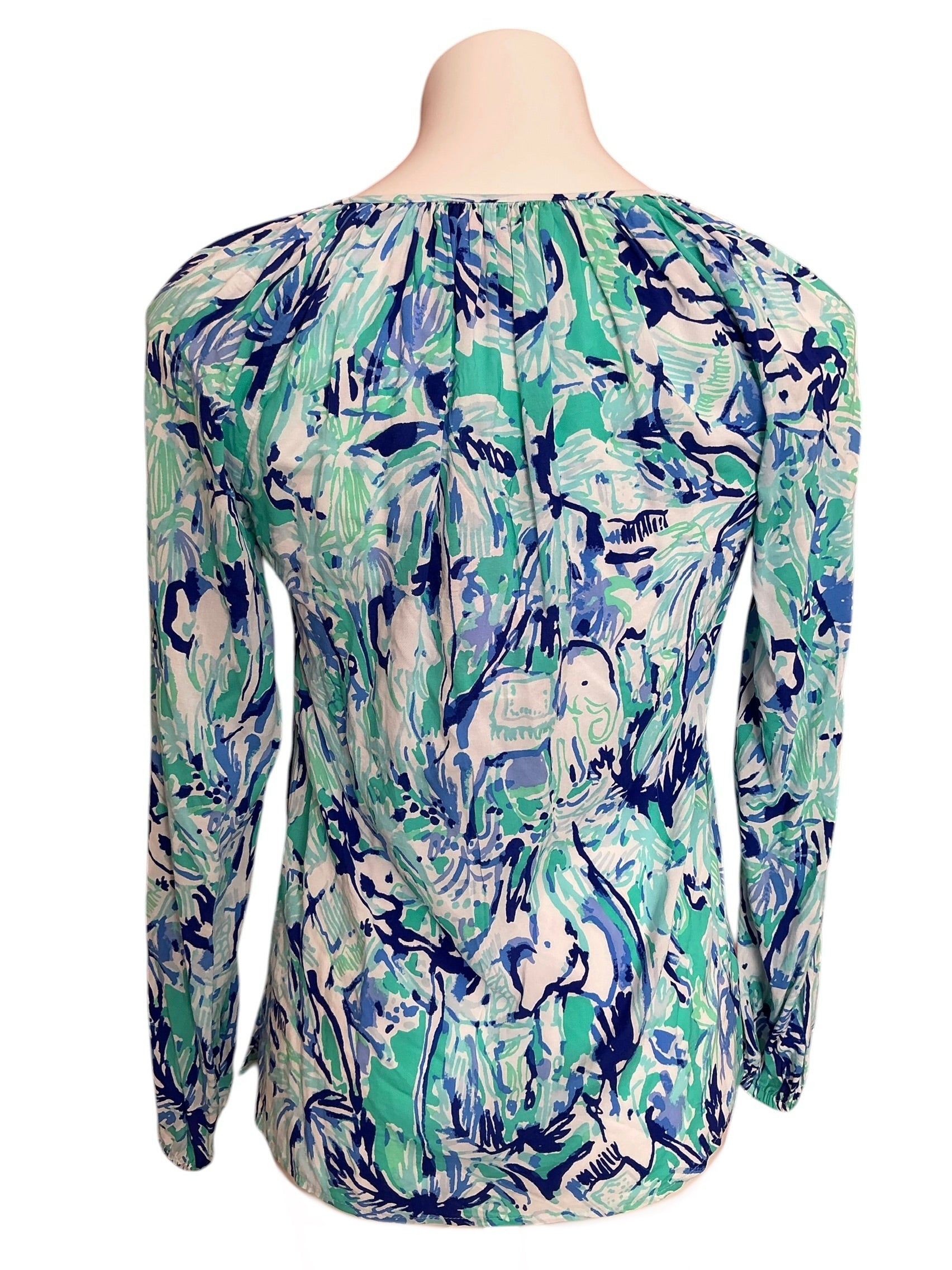 Lilly Pulitzer NWT Willa Top Tropical Turquoise Elephant Appeal - Size XXS