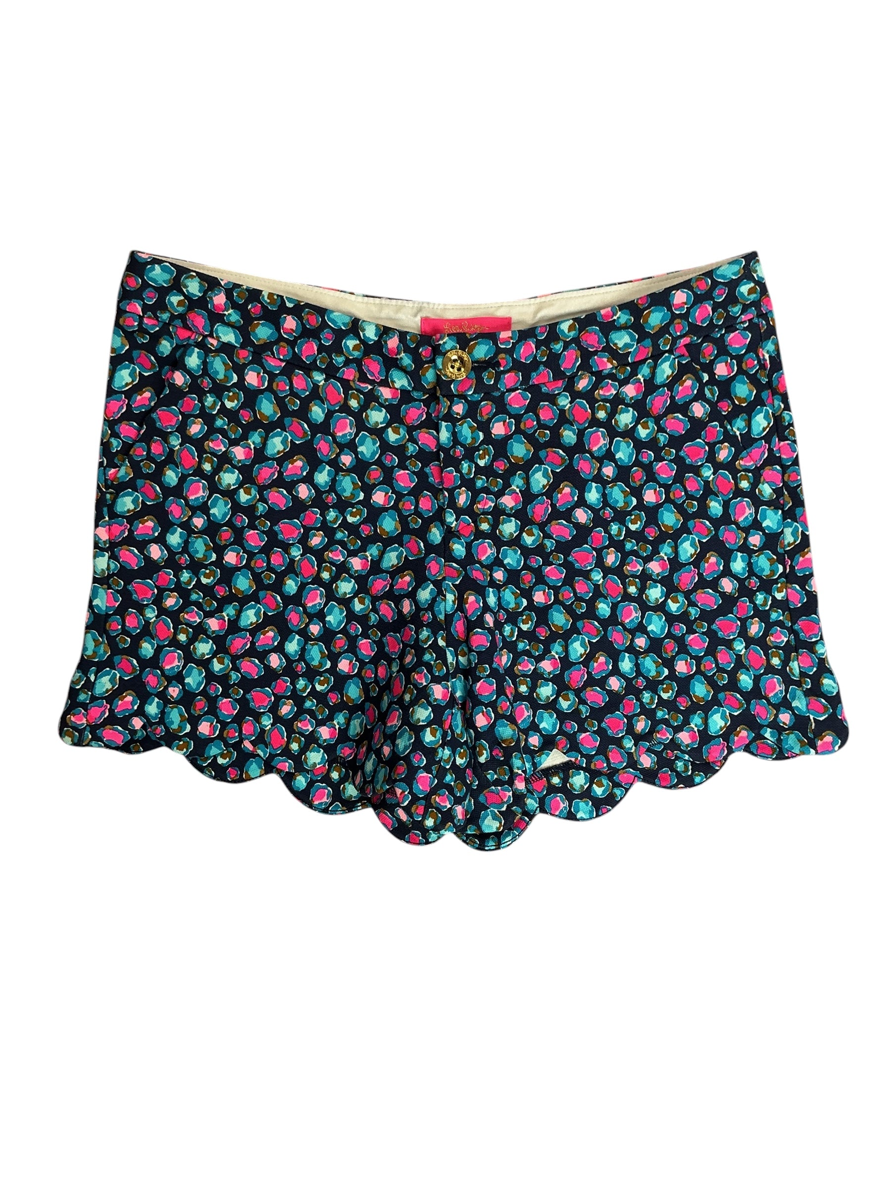 Lilly Pulitzer NWT Buttercup Knit Shorts Seabreeze Blue Low Tide Navy Spotted - Size 8